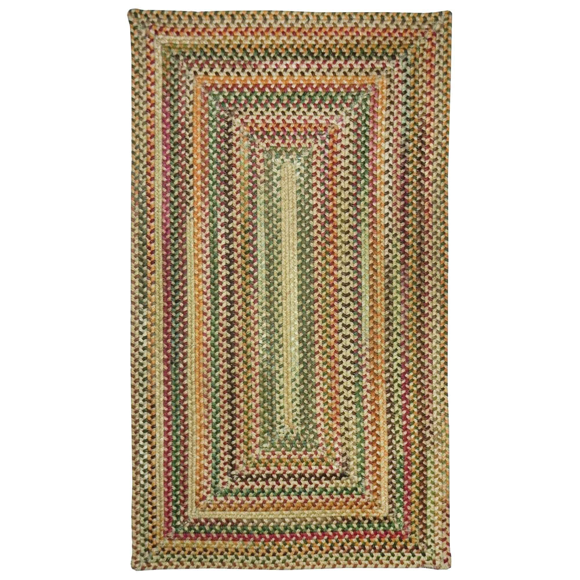 Image of Capel Sherwood Forest Braided Wool-Blend Concentric Rectangle Area Rug - Amber - 27″ x 4'