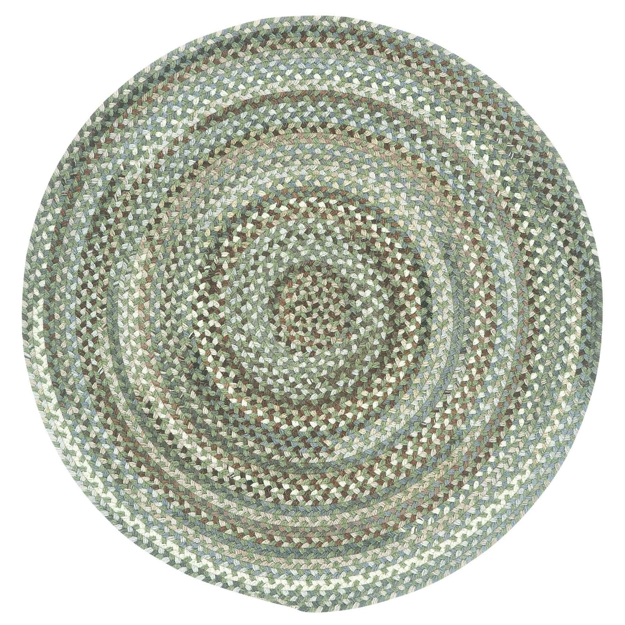 Image of Capel Sherwood Forest Braided Wool-Blend Round Area Rug - Green Olive - 36″