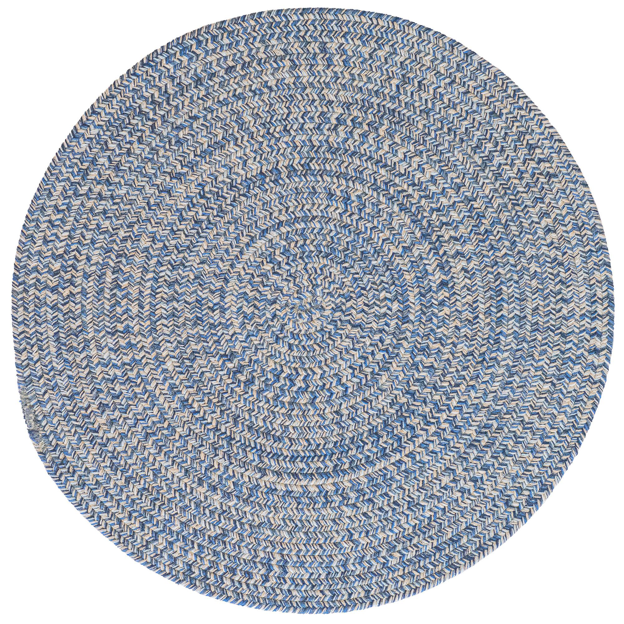 Image of Capel Worcester Indoor/Outdoor Braided Round Area Rug - Medium Blueprint - 5'6″