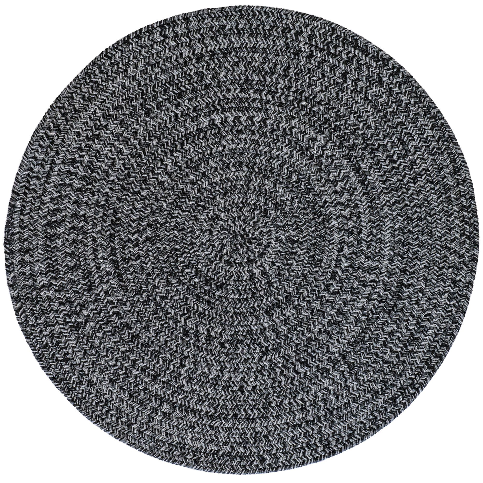 Image of Capel Worcester Indoor/Outdoor Braided Round Area Rug - Dark Charcoal - 5'6″