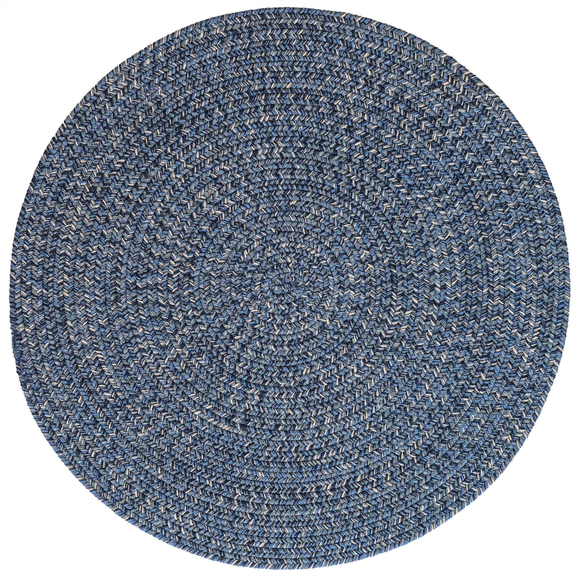 Image of Capel Worcester Indoor/Outdoor Braided Round Area Rug - Dark Blueprint - 36″