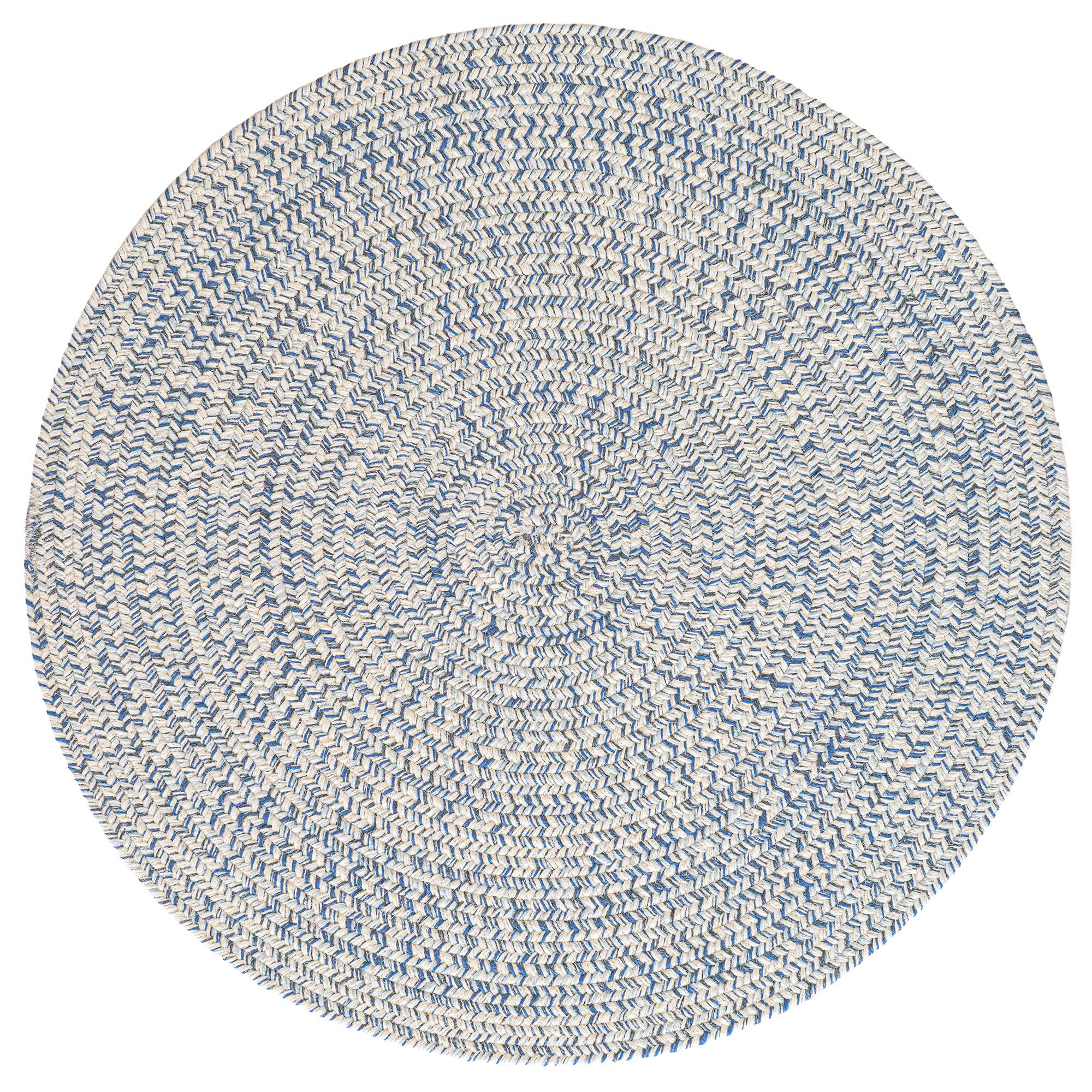 Image of Capel Worcester Indoor/Outdoor Braided Round Area Rug - Light Blueprint - 7'6″