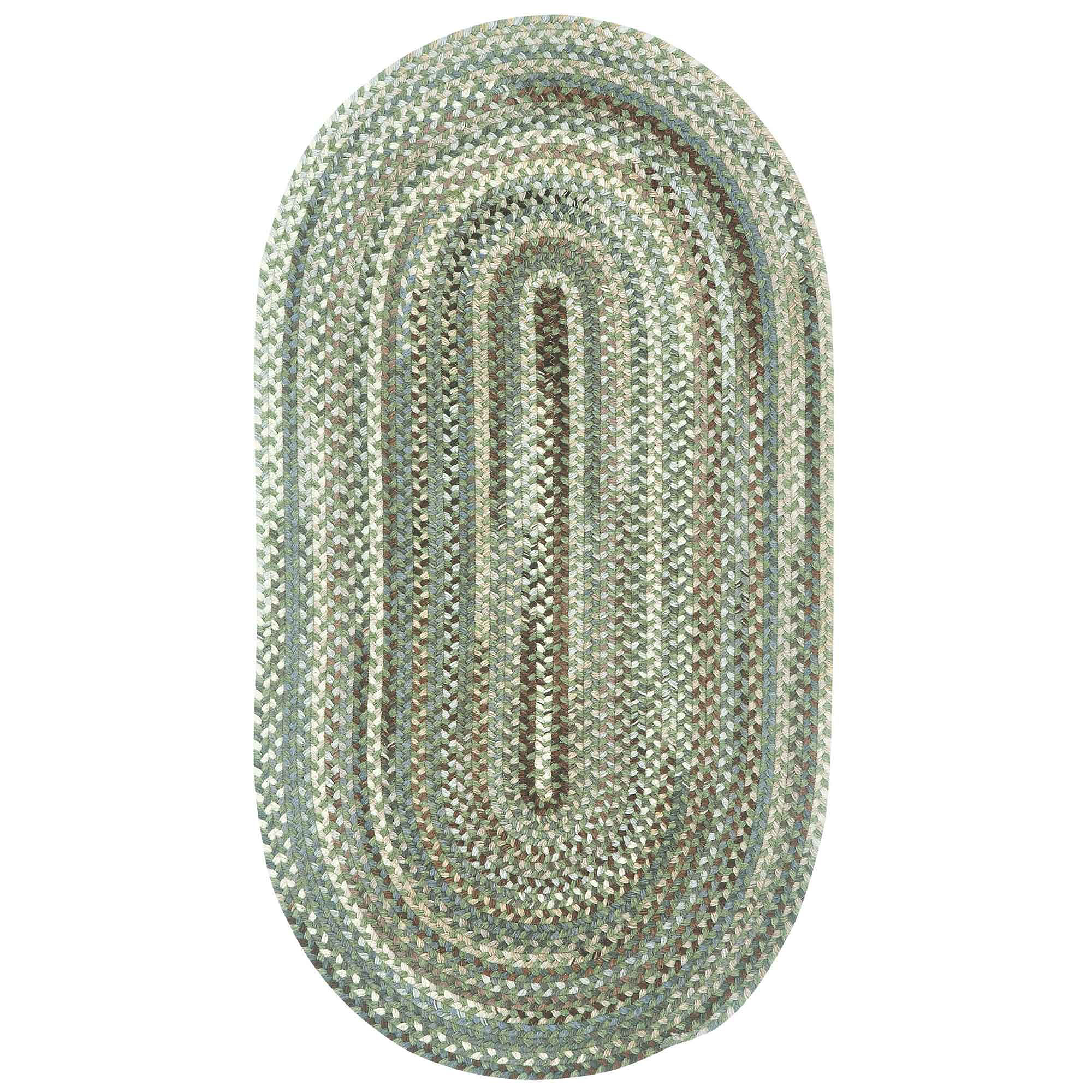 Image of Capel Sherwood Forest Braided Wool-Blend Oval Area Rug - Green Olive - 27″ x 4'