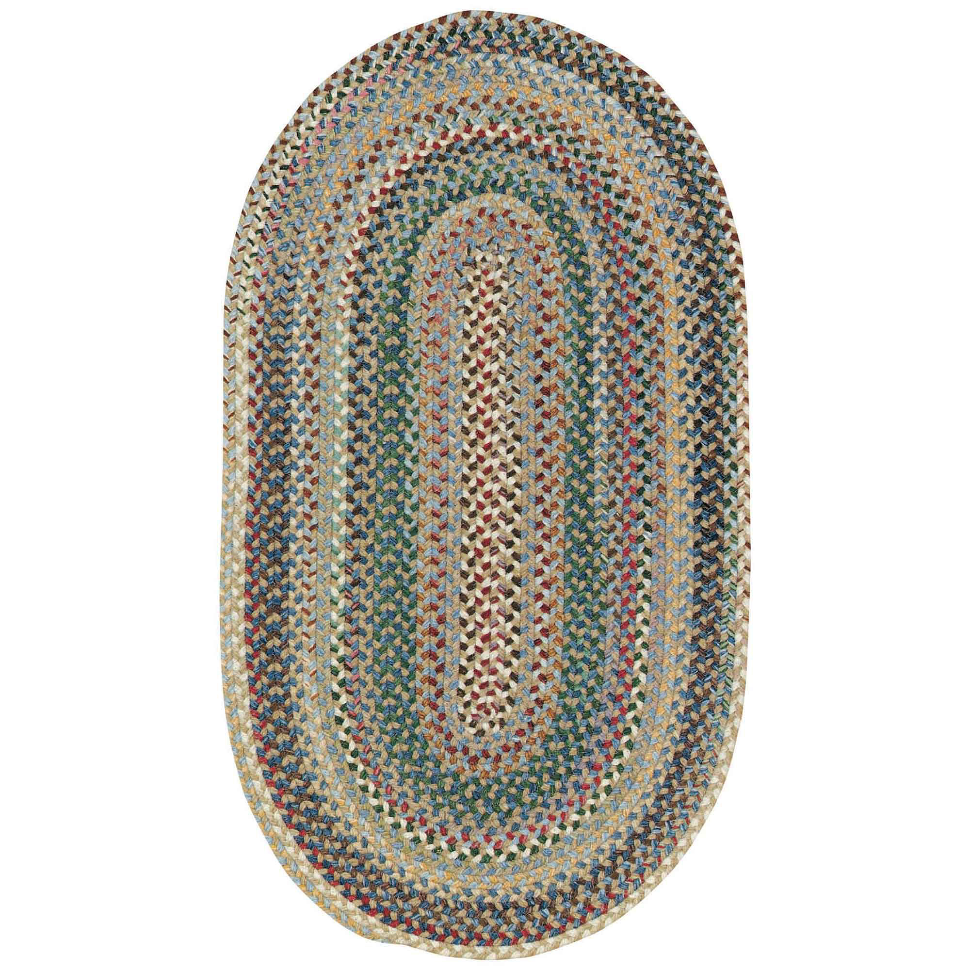 Image of Capel Sherwood Forest Braided Wool-Blend Oval Area Rug - Light Blue - 27″ x 4'