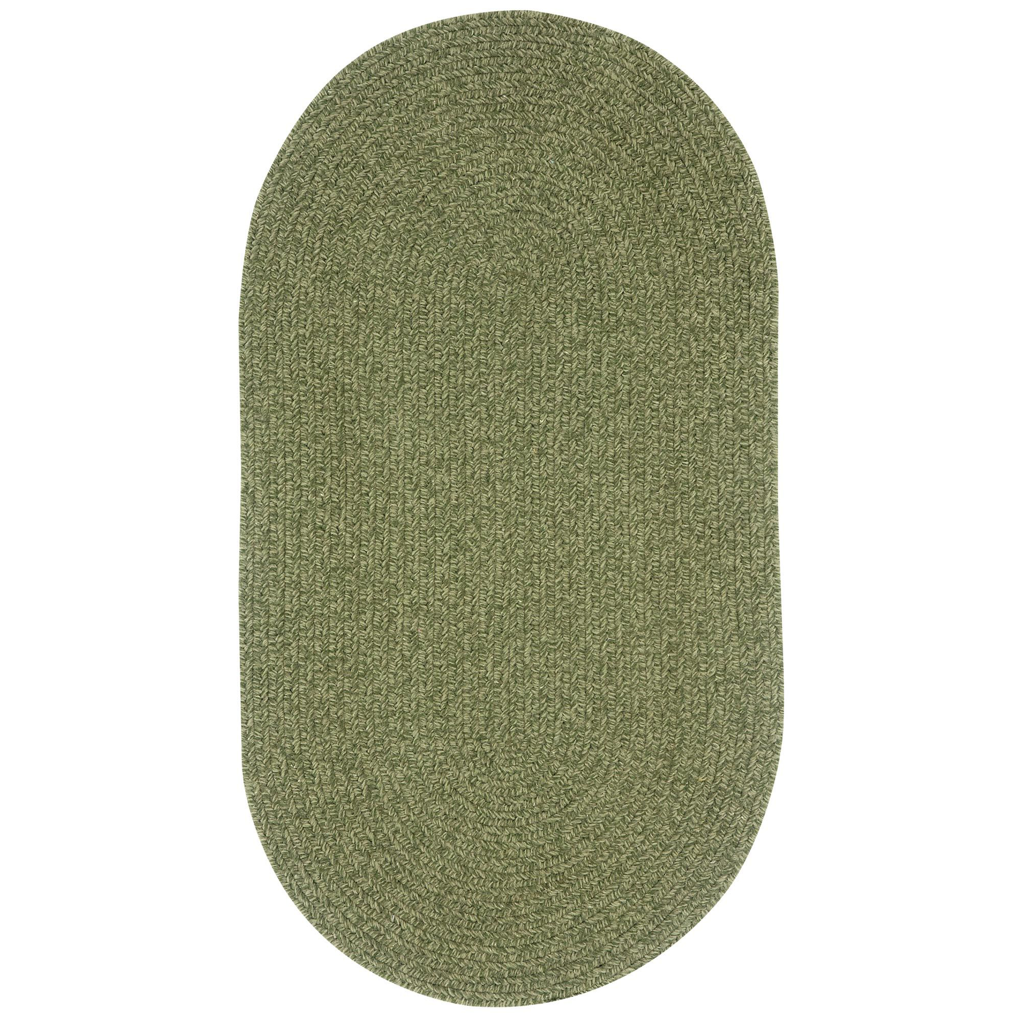 Image of Capel Manteo Wool-Blend Oval Area Rug - Deep Green - 27″ x 4'