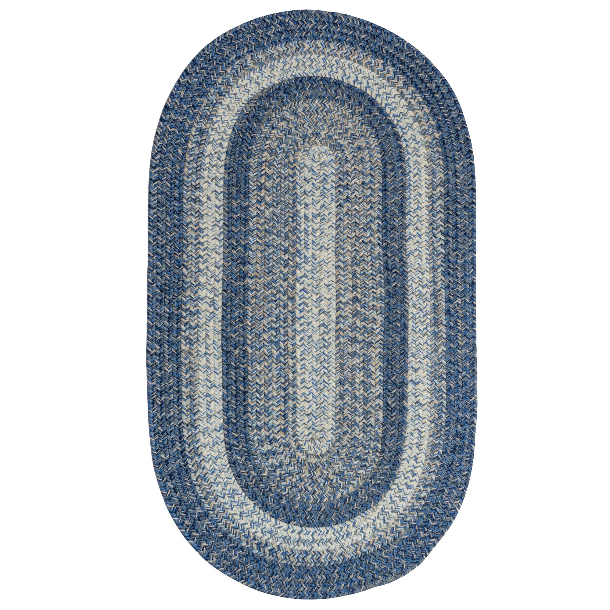 Image of Capel Winthrop Braided Indoor/Outdoor Oval Area Rug - Blue - 27″ x 4'