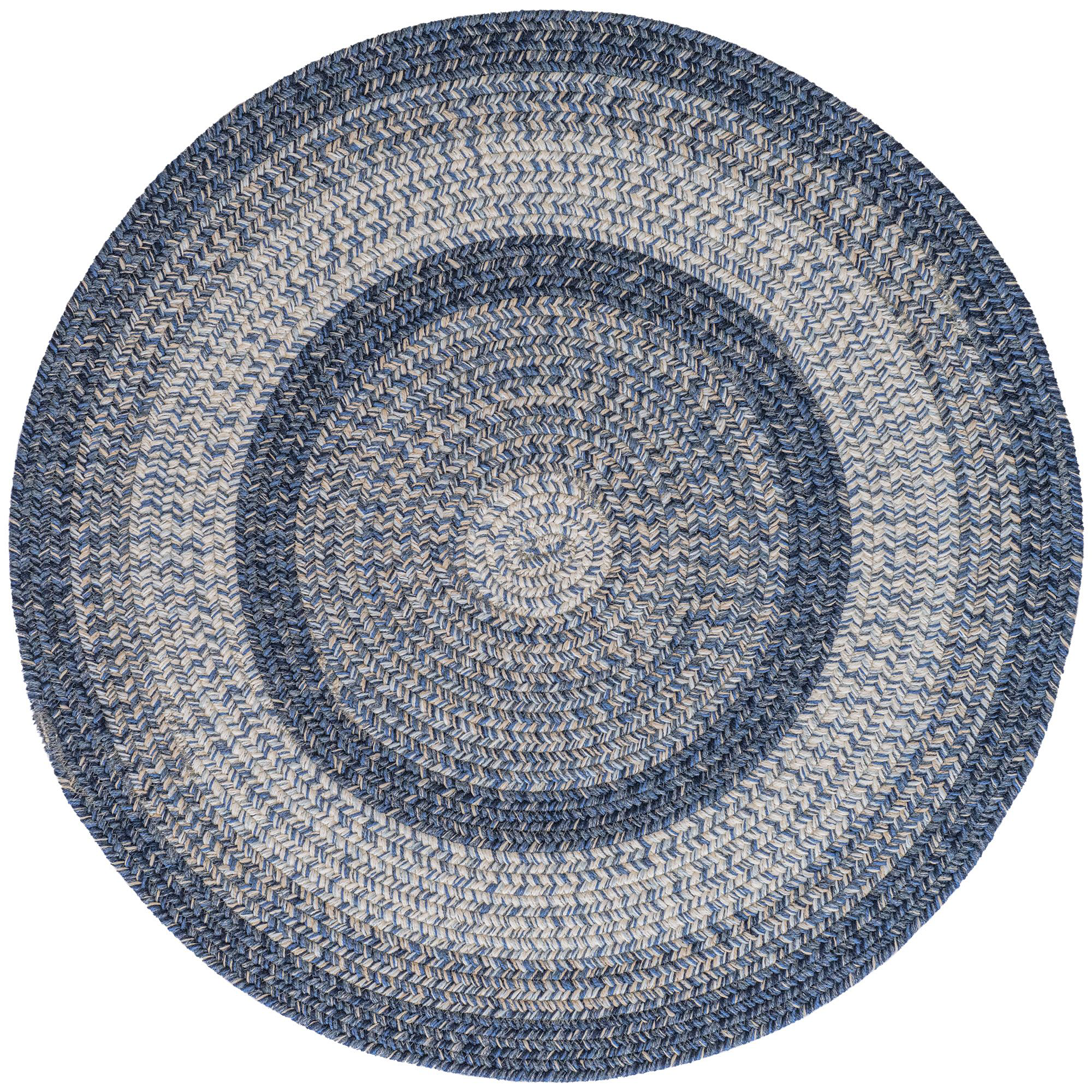 Image of Capel Winthrop Braided Indoor/Outdoor Round Area Rug - Blue - 7'6″