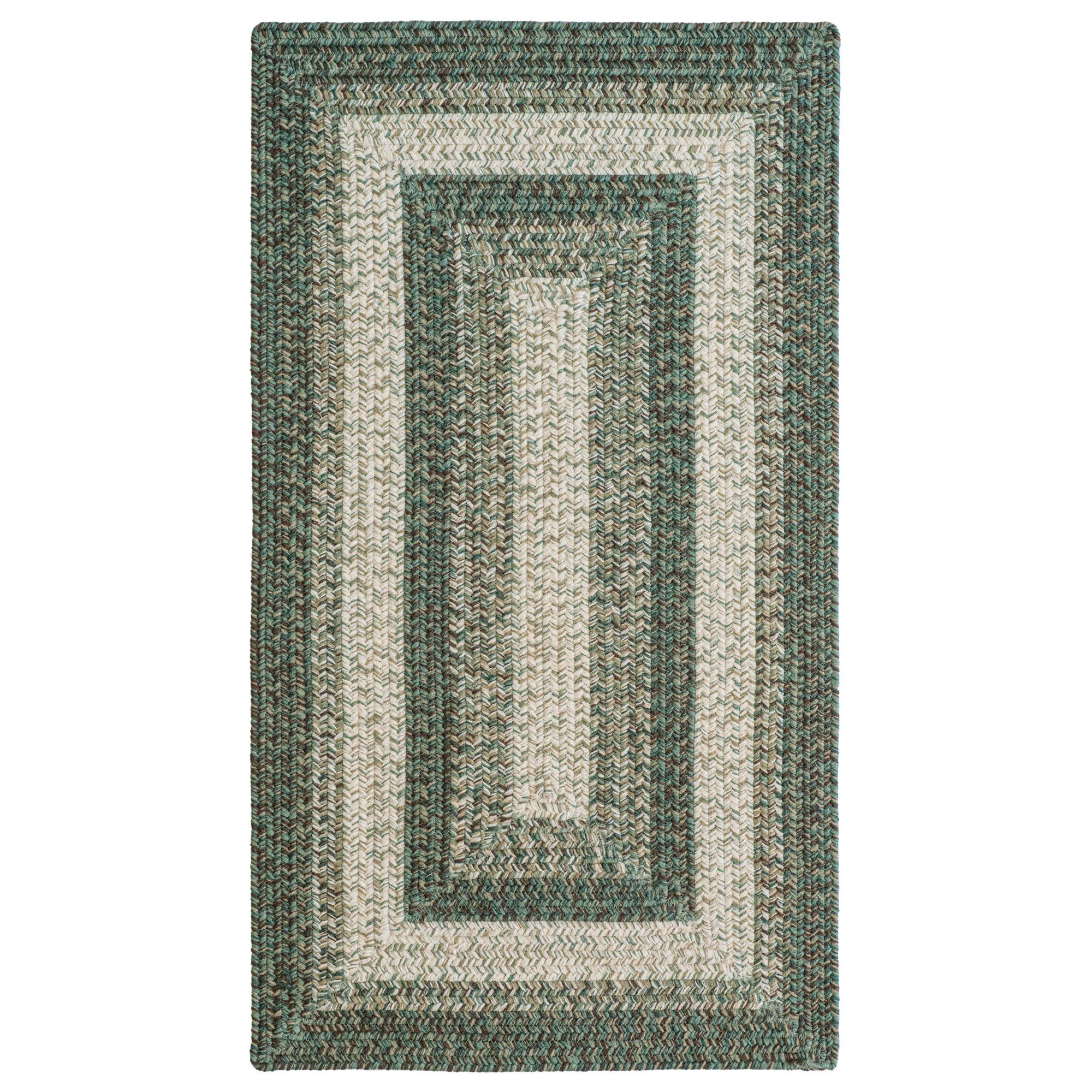 Image of Capel Winthrop Braided Indoor/Outdoor Concentric Rectangle Area Rug - Green - 27″ x 4'