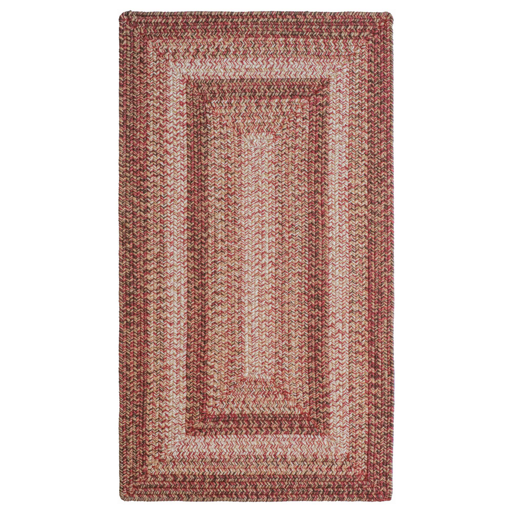 Image of Capel Winthrop Braided Indoor/Outdoor Concentric Rectangle Area Rug - Red - 27″ x 4'