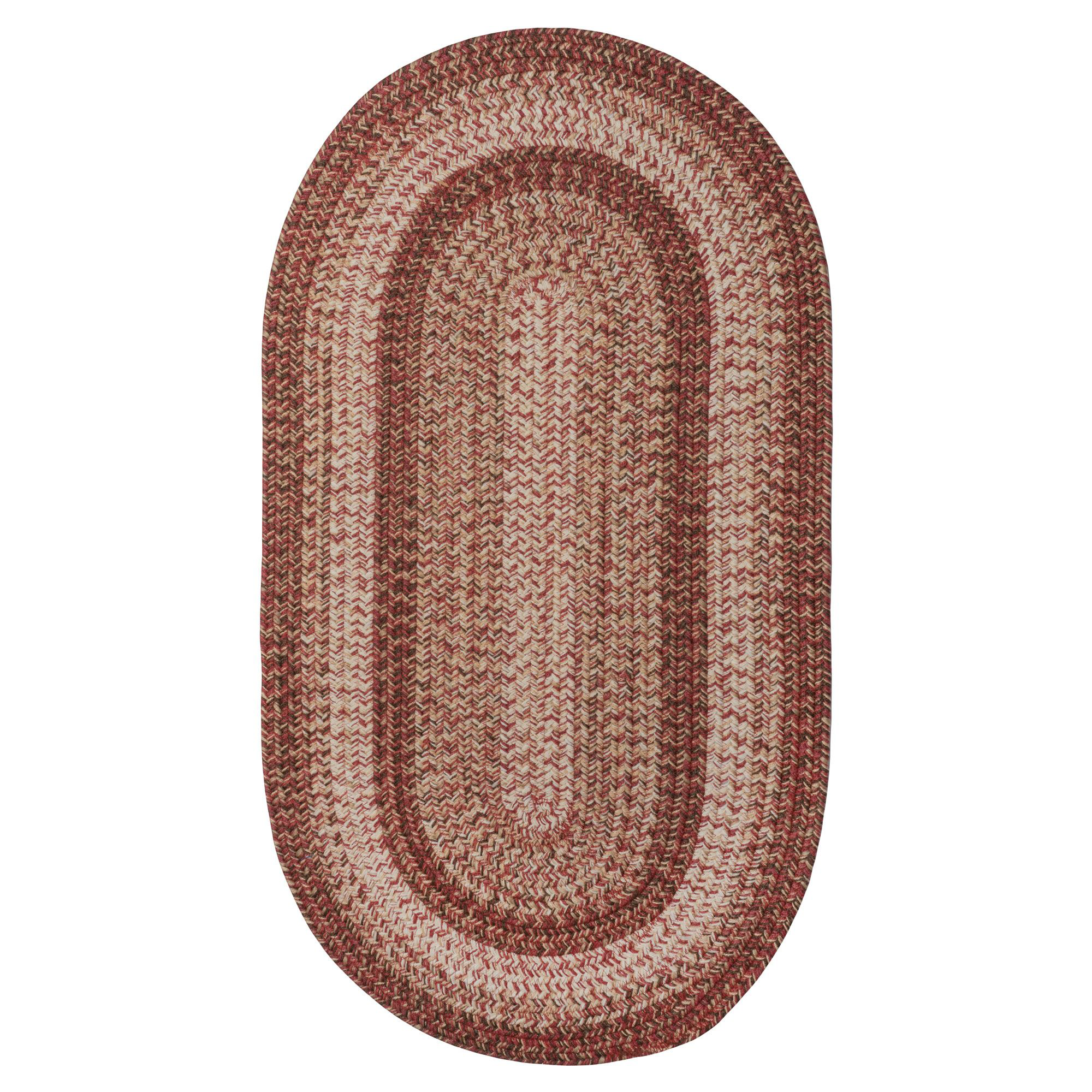 Image of Capel Winthrop Braided Indoor/Outdoor Oval Area Rug - Red - 27″ x 4'