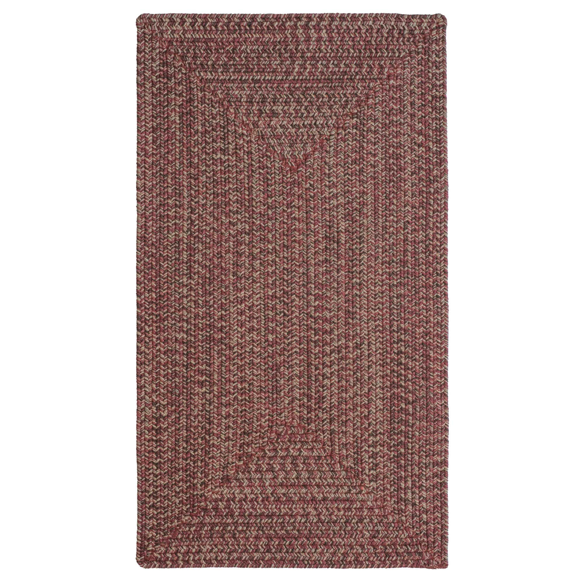 Image of Capel Worcester Indoor/Outdoor Braided Concentric Rectangle Area Rug - Dark Ruby - 27″ x 4'