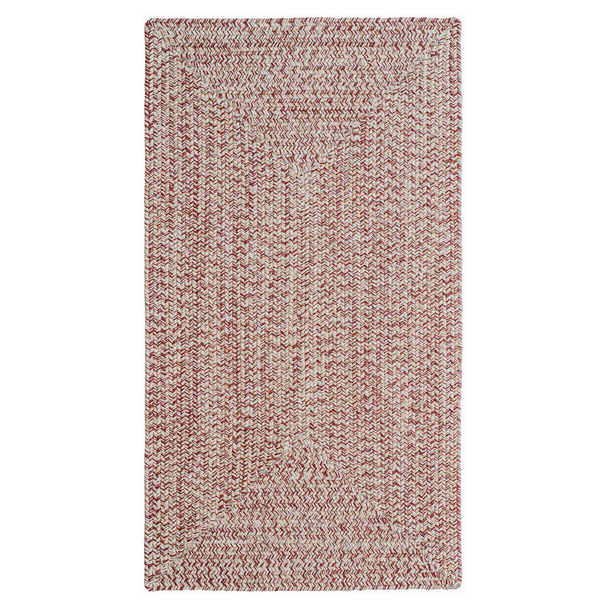 Image of Capel Worcester Indoor/Outdoor Braided Concentric Rectangle Area Rug - Light Ruby - 27″ x 4'