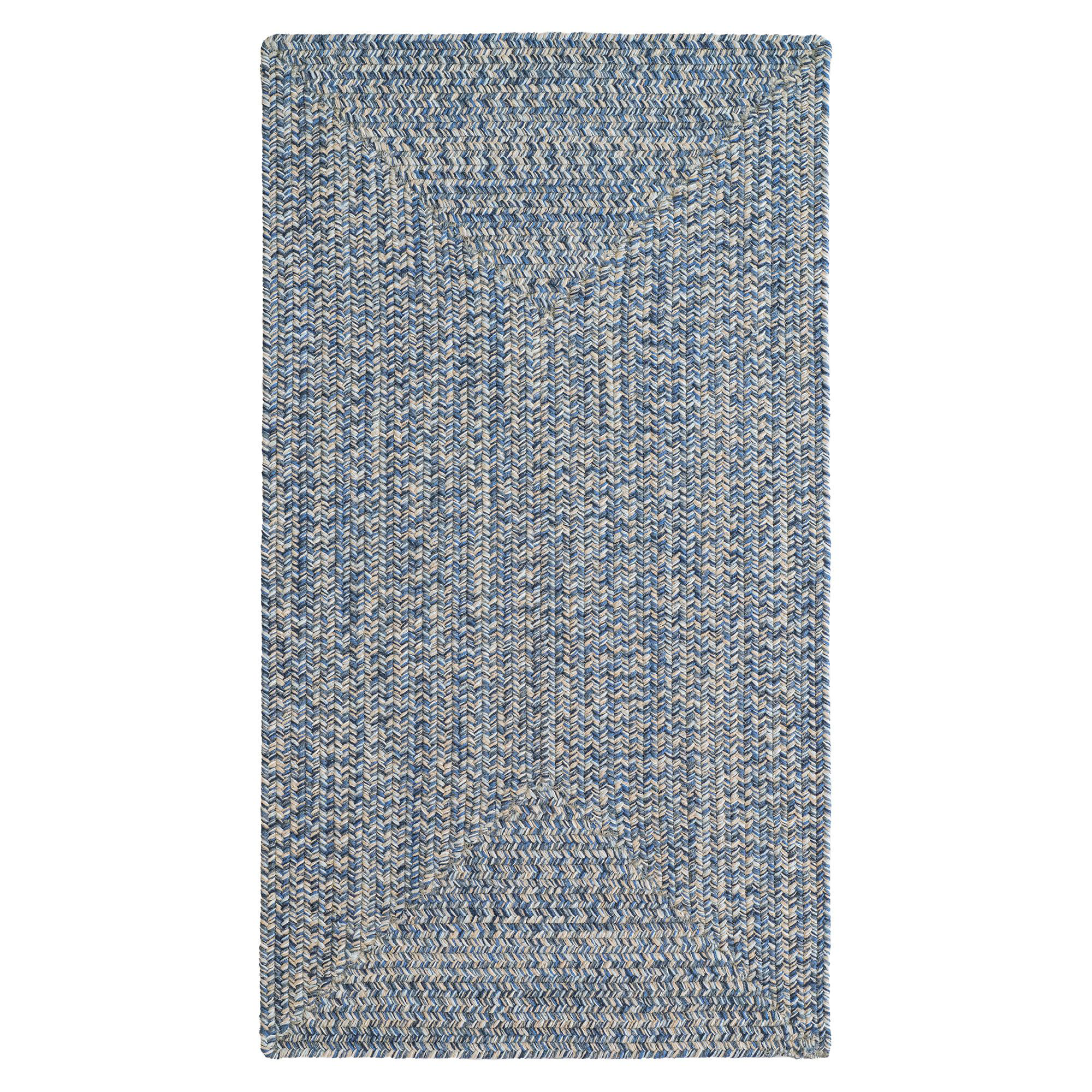 Image of Capel Worcester Indoor/Outdoor Braided Concentric Rectangle Area Rug - Medium Blueprint - 27″ x 4'