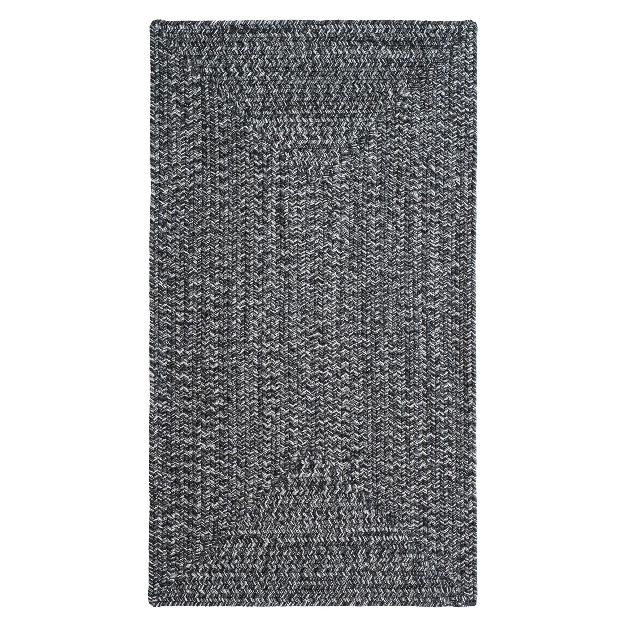 Image of Capel Worcester Indoor/Outdoor Braided Concentric Rectangle Area Rug - Dark Charcoal - 27″ x 4'