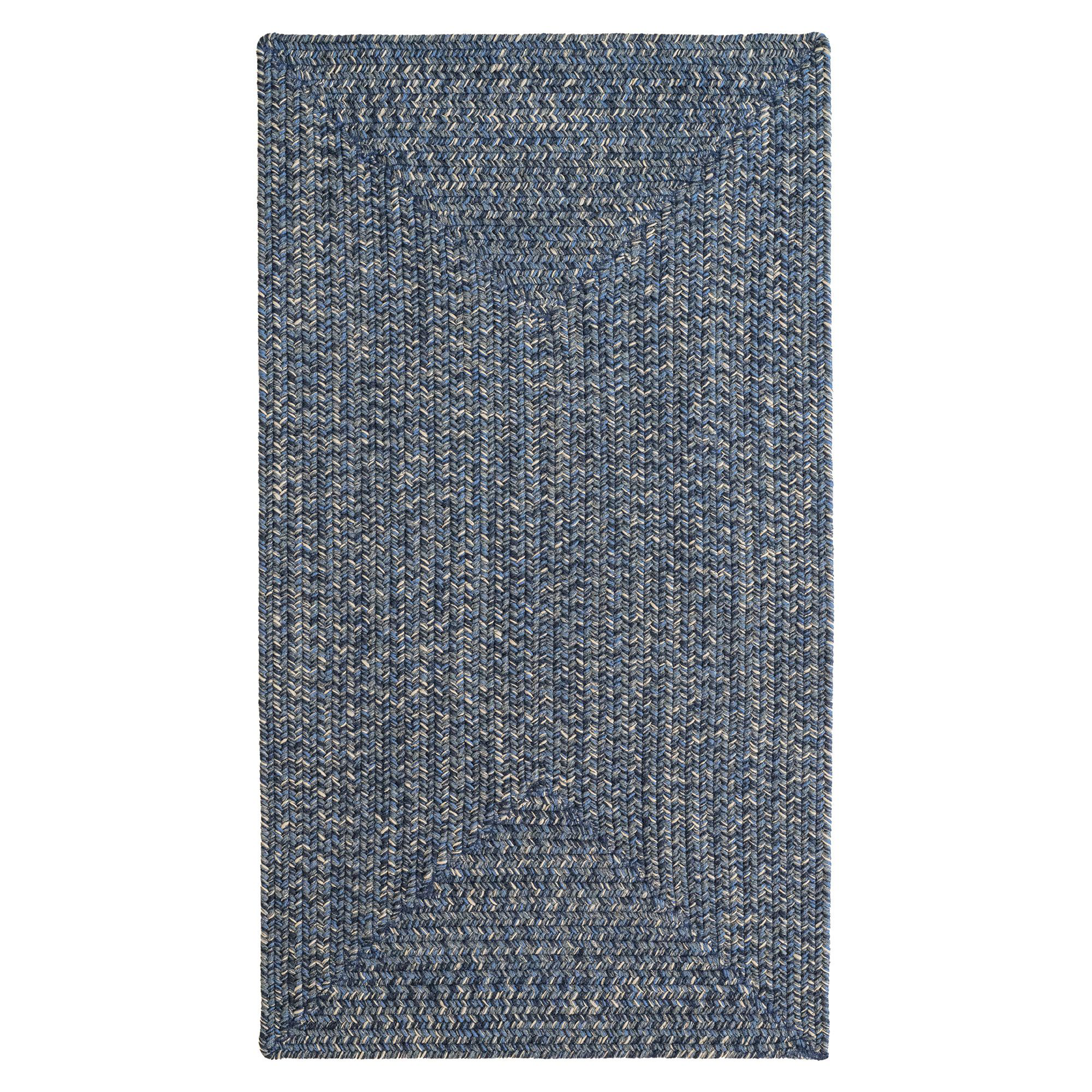 Image of Capel Worcester Indoor/Outdoor Braided Concentric Rectangle Area Rug - Dark Blueprint - 27″ x 4'