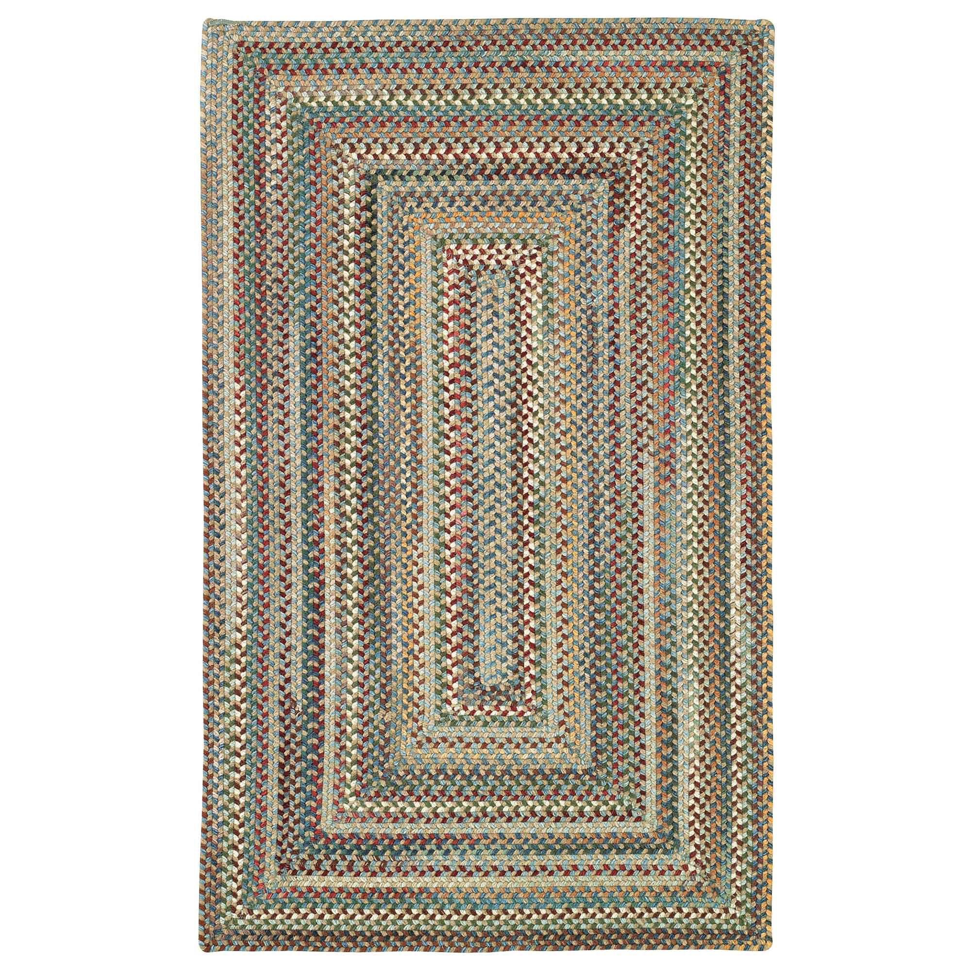 Image of Capel Sherwood Forest Braided Wool-Blend Concentric Rectangle Area Rug - Light Blue - 27″ x 4'