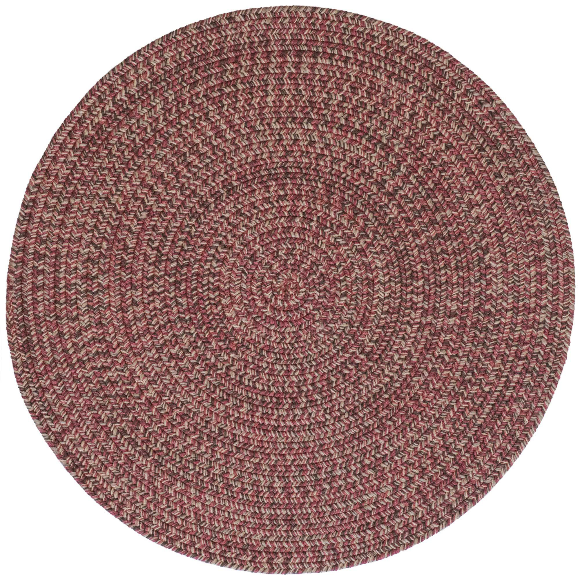 Image of Capel Worcester Indoor/Outdoor Braided Round Area Rug - Dark Ruby - 36″