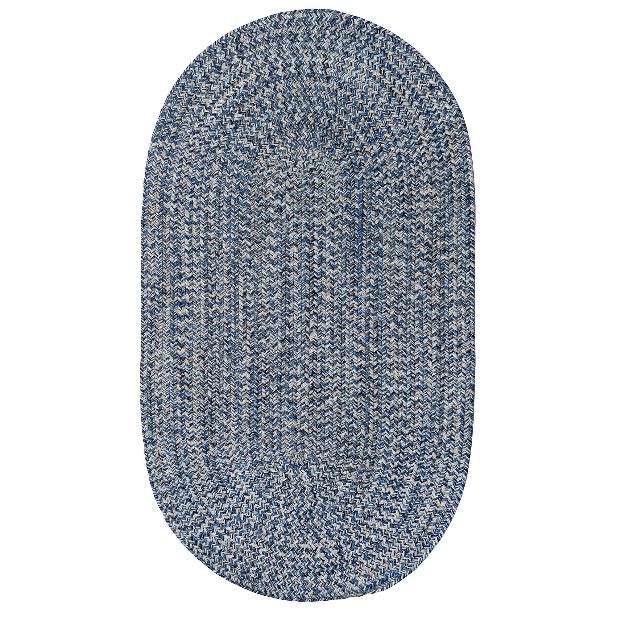 Image of Capel Worcester Indoor/Outdoor Braided Oval Area Rug - Medium Blueprint - 27″ x 4'