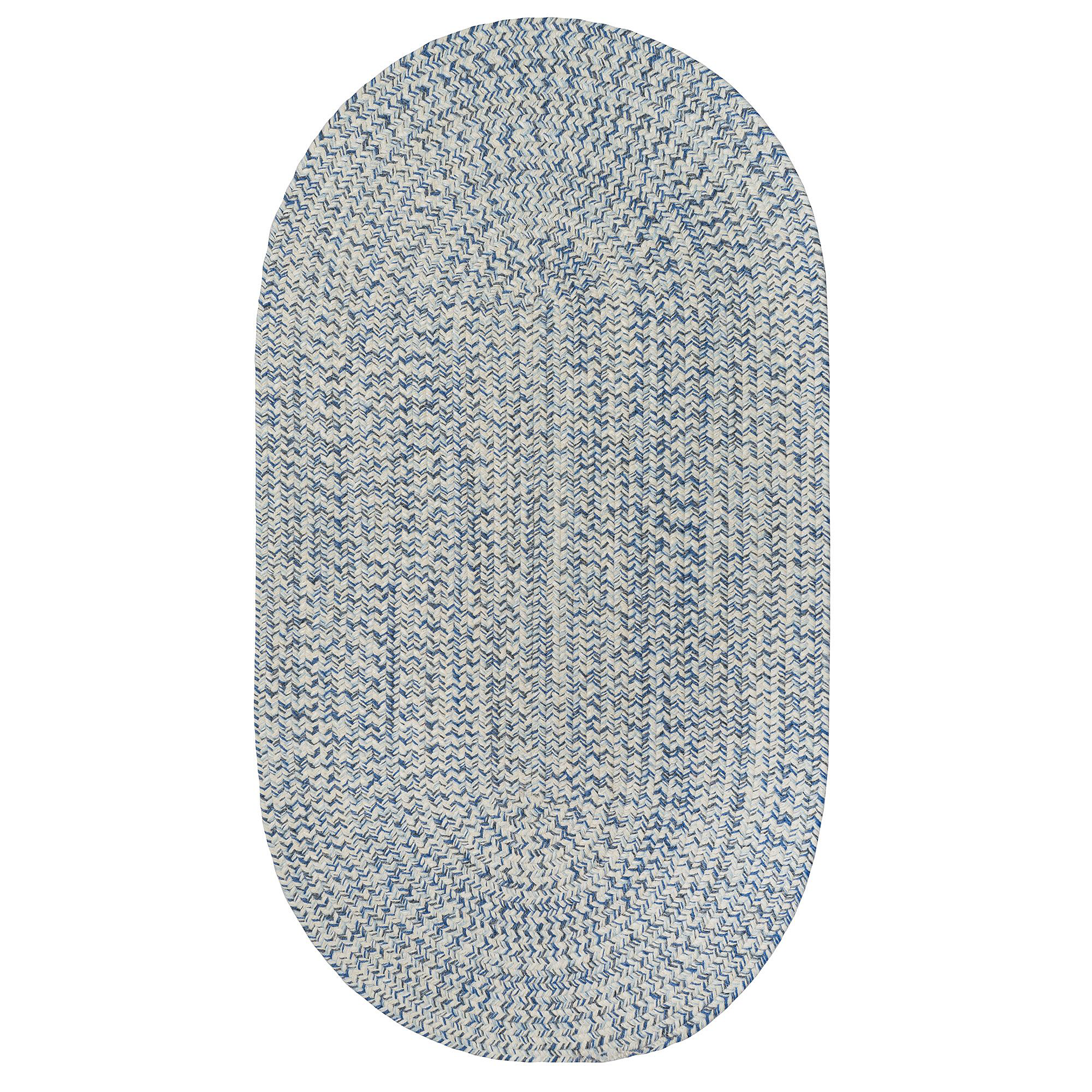 Image of Capel Worcester Indoor/Outdoor Braided Oval Area Rug - Light Blueprint - 27″ x 4'