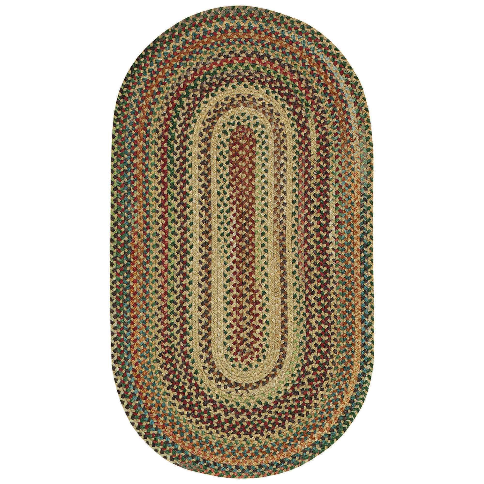 Image of Capel Sherwood Forest Braided Wool-Blend Oval Area Rug - Amber - 27″ x 4'