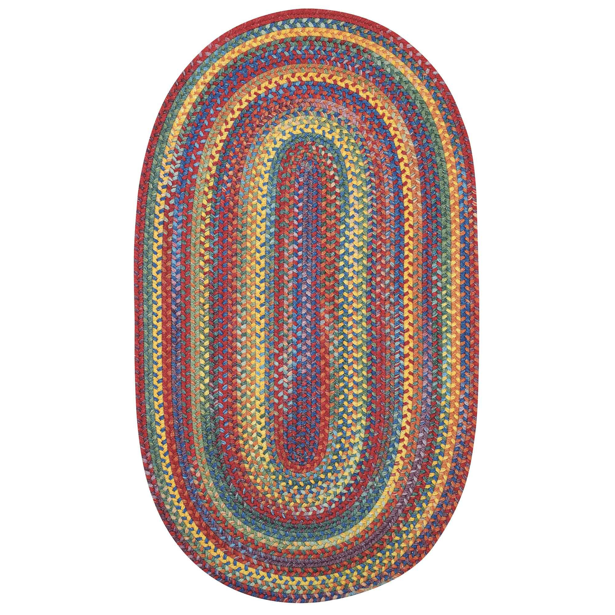 Image of Capel Kill Devil Hill Wool-Blend Oval Area Rug - Bright Multi - 27″ x 4'