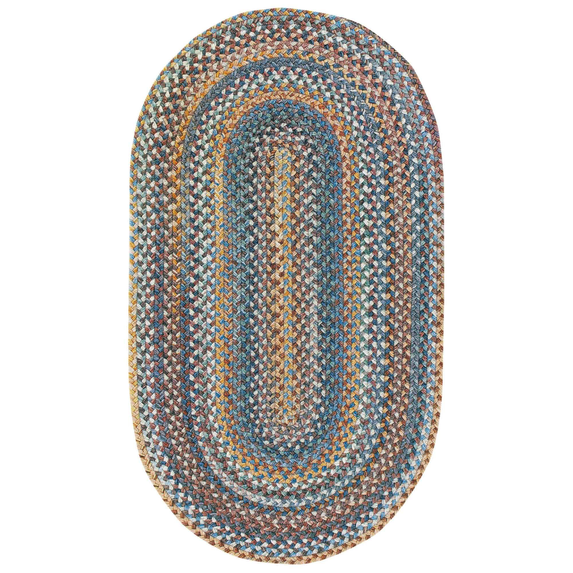 Image of Capel Kill Devil Hill Wool-Blend Oval Area Rug - Medium Blue - 27″ x 4'