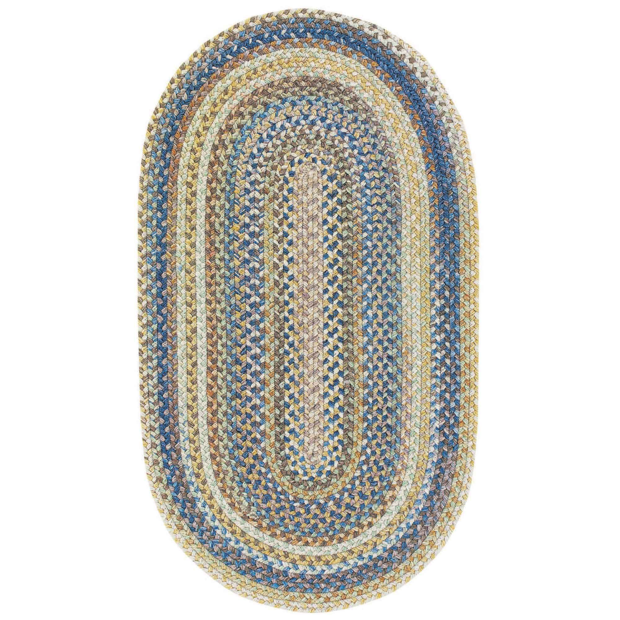 Image of Capel Kill Devil Hill Wool-Blend Oval Area Rug - Light Blue - 27″ x 4'