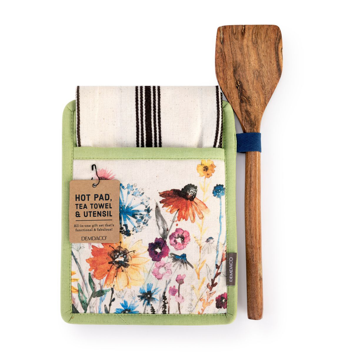 Demdaco Meadow Flowers Hot Pad and Dish Towel with Spatula Set - 3453448 - Fishing Hot Pad & Towel w/Spatula sku 3453448