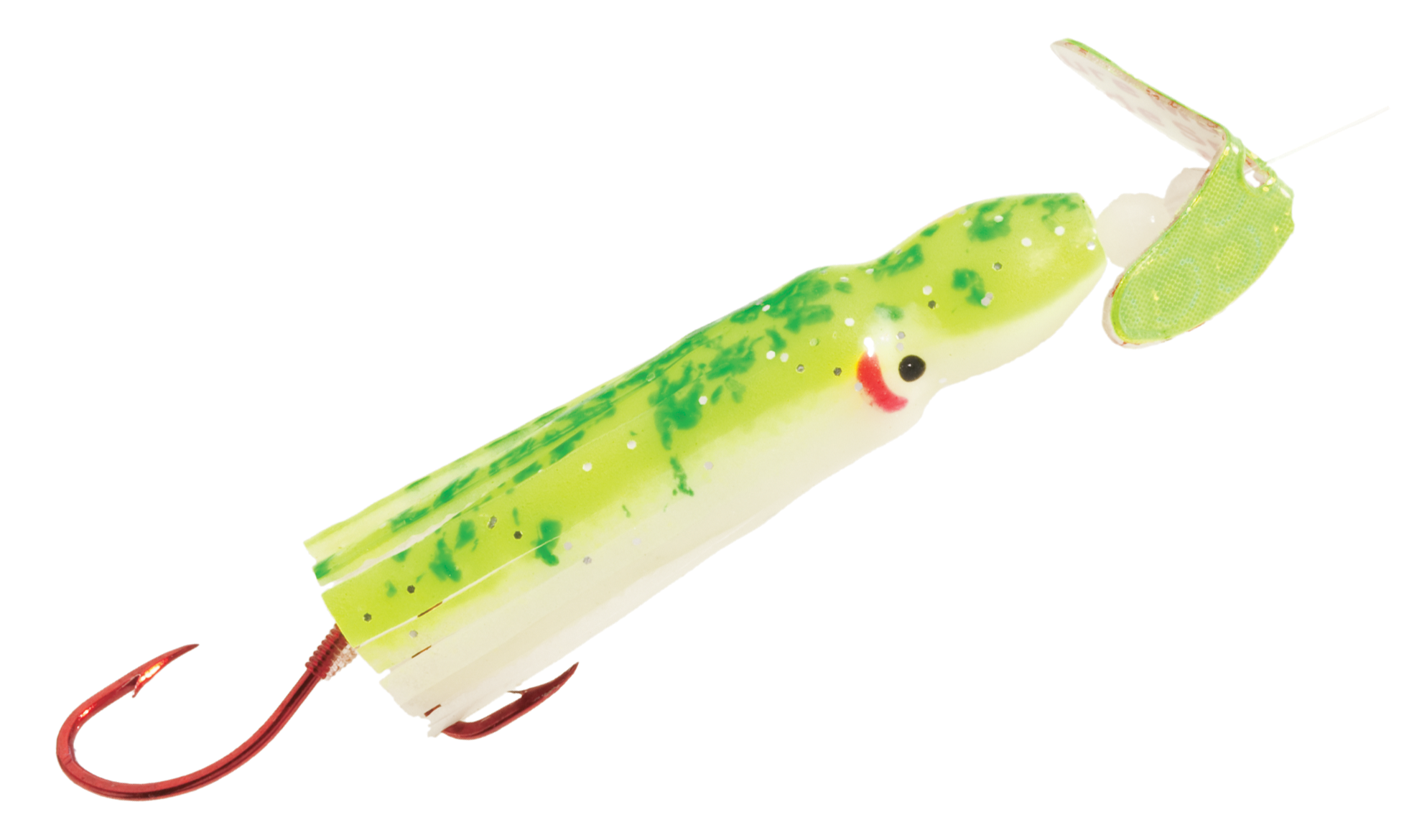 Macks Lure Cha Cha Squidder Rig - 1-1/2 - Chartreuse Sparkle/Chartreuse - 3453830 - Fishing #4 Hook sku 3453830