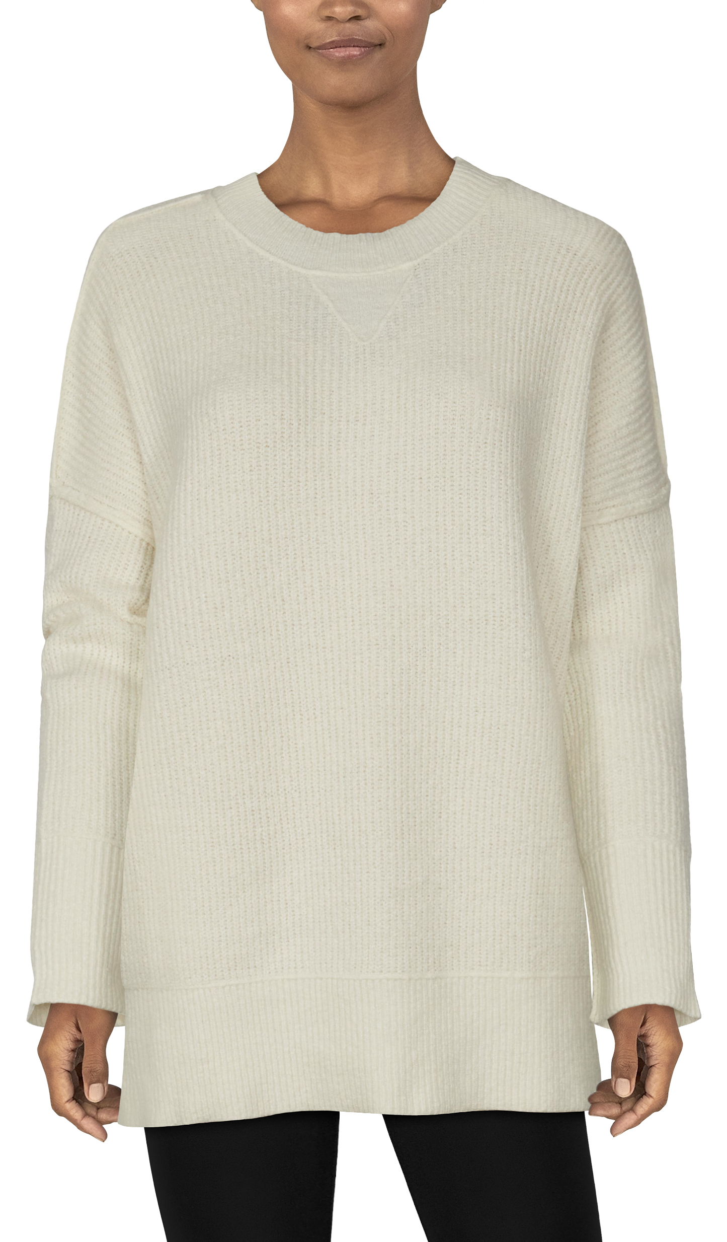 Natural Reflections Daydreamer Crew Long-Sleeve Sweater for Ladies - Cloud  - 3461730 - Fishing A longer drape and waffle-knit texture create a st sku 3461730