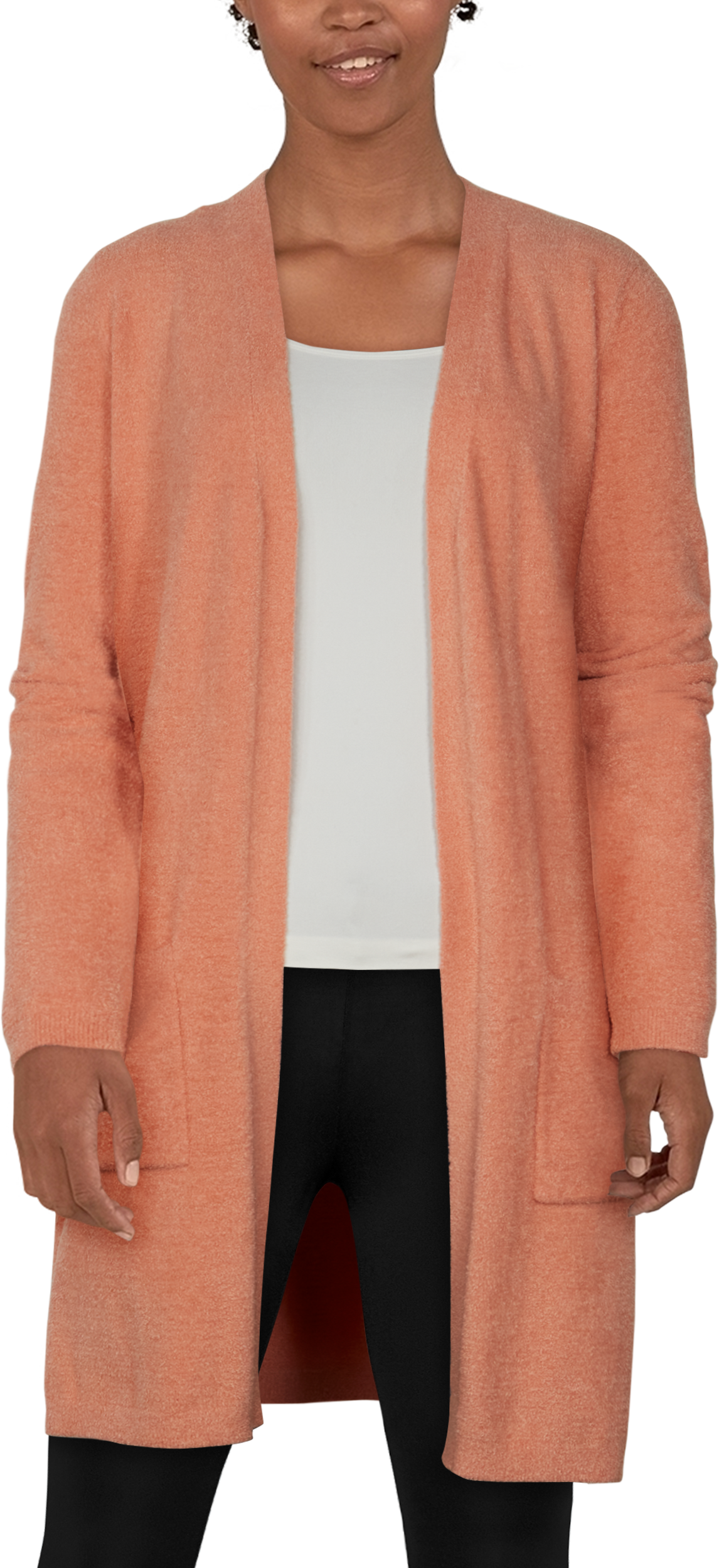 Natural Reflections Plush Long-Sleeve Cardigan for Ladies - Muted Clay - XX - 3462182 - Fishing Take your cold-weather outfit to the next level by sku 3462182