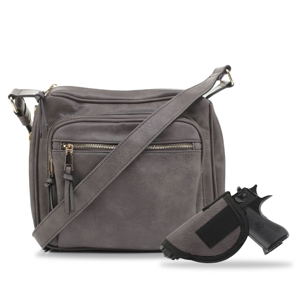 Jessie &James Handbags Brooklyn Concealed Carry Lock and Key Crossbody Bag - Grey - Jessie & James Handbags