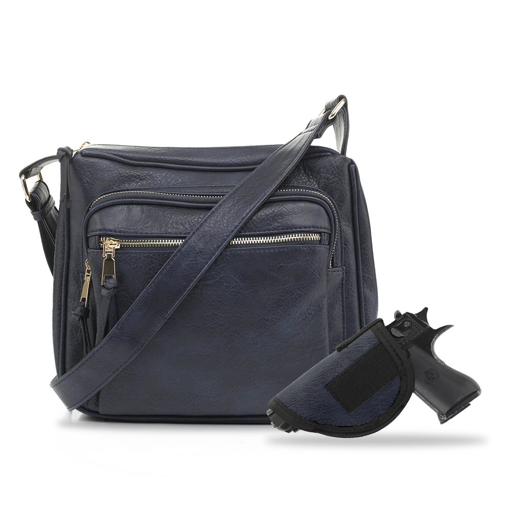 Jessie &James Handbags  Brooklyn Concealed Carry Lock and Key Crossbody Bag - Navy - Jessie & James Handbags