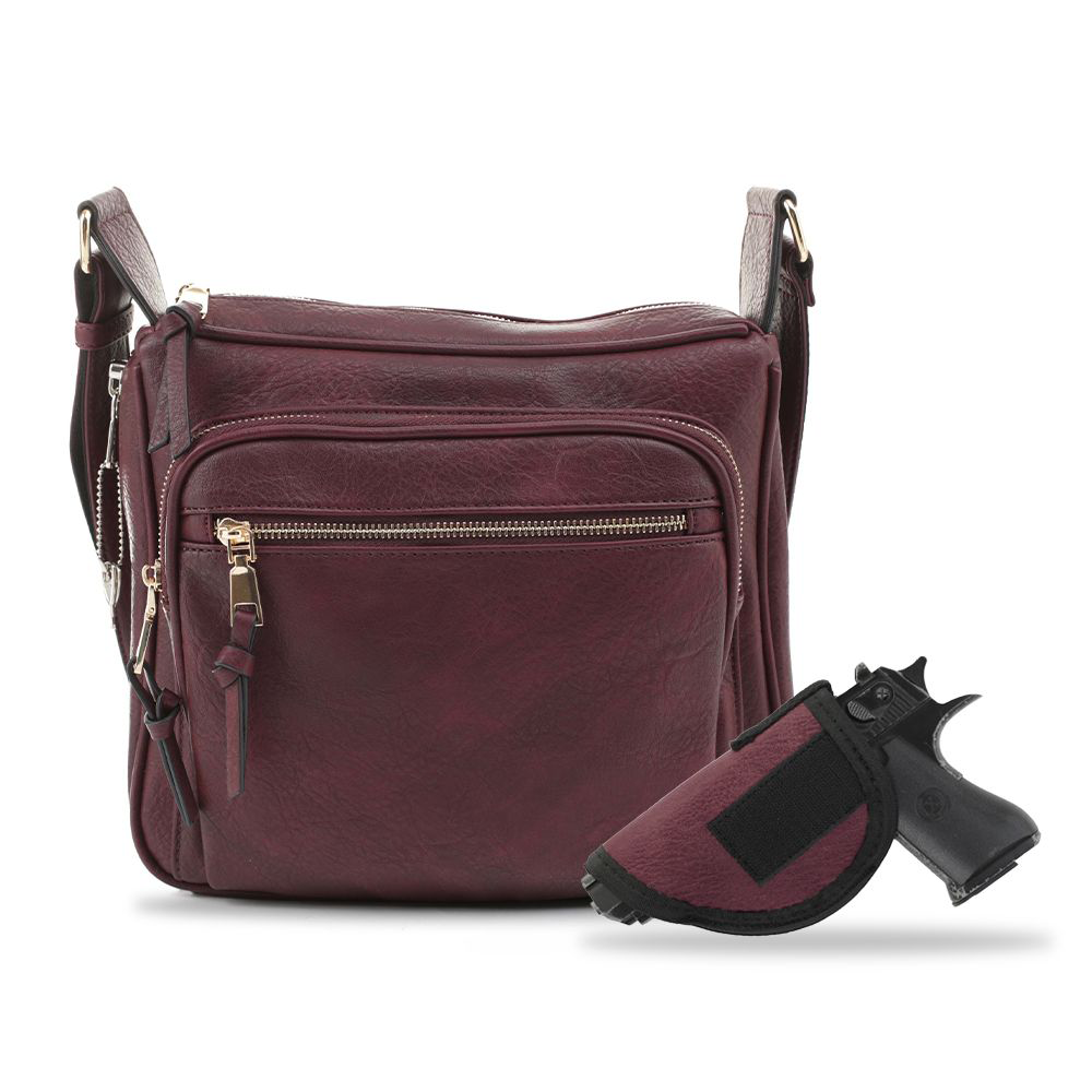 Jessie &James Handbags Brooklyn Concealed Carry Lock and Key Crossbody Bag - Wine - Jessie & James Handbags