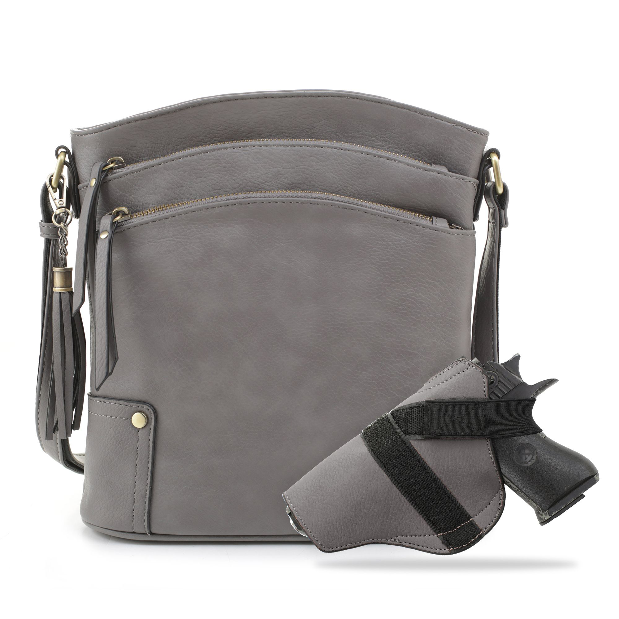 Jessie &James Handbags Robin Concealed Carry Lock and Key Crossbody Bag - Grey - Jessie & James Handbags