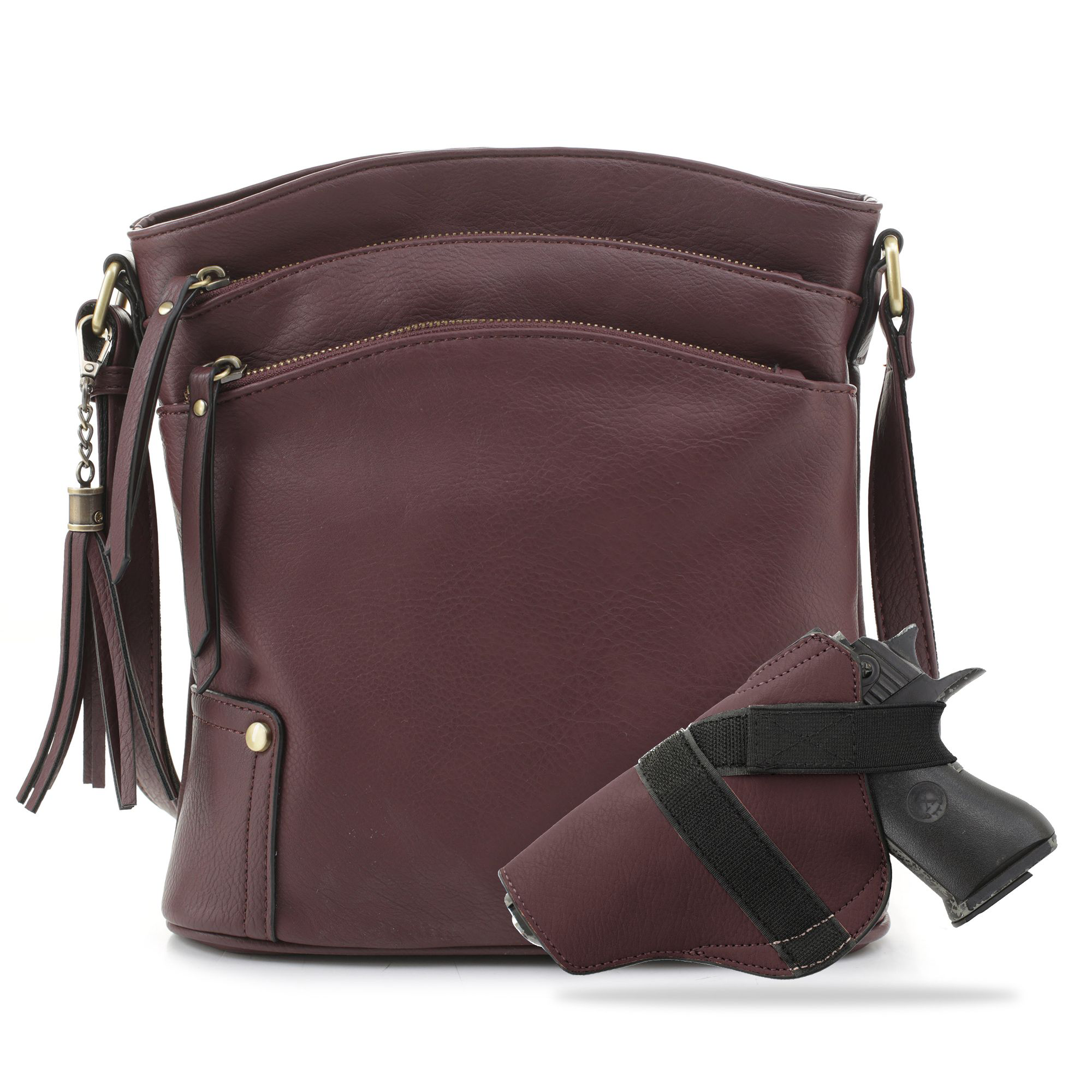 Jessie &James Handbags Robin Concealed Carry Lock and Key Crossbody Bag - Wine - Jessie & James Handbags