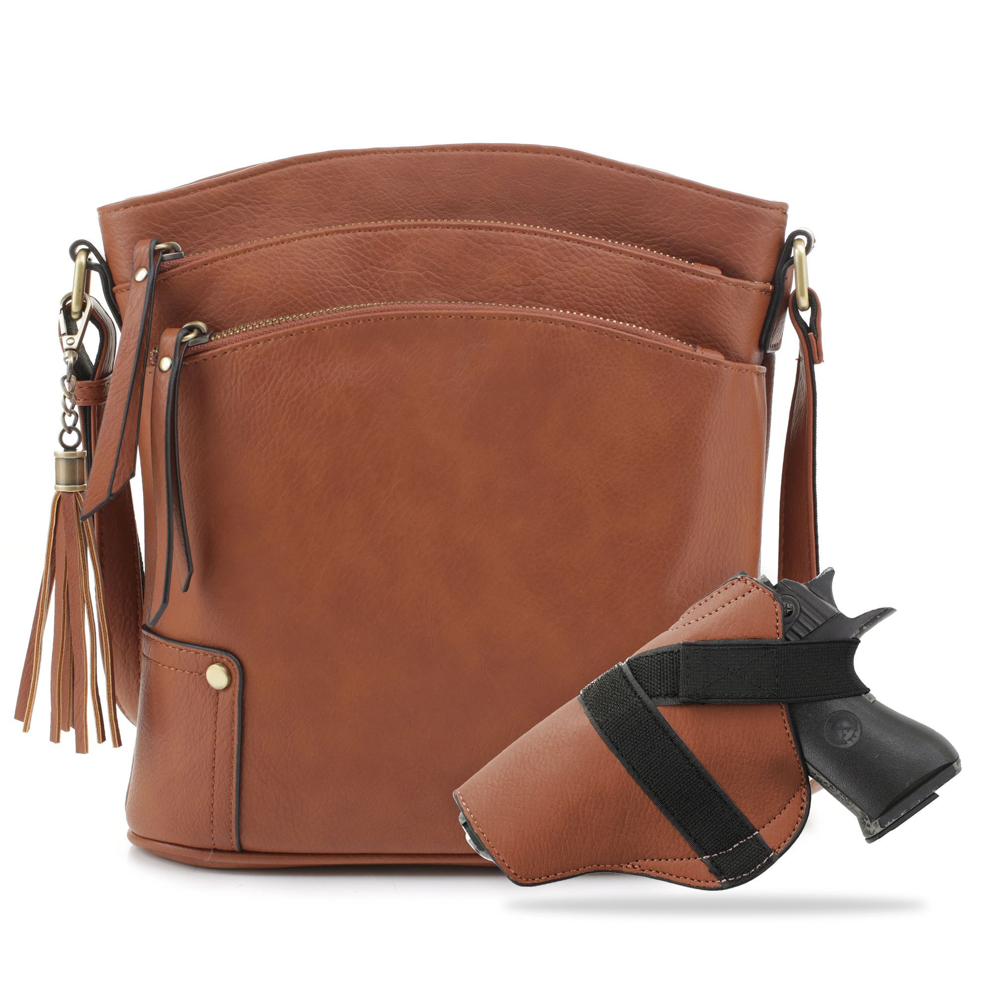 Jessie &James Handbags Robin Concealed Carry Lock and Key Crossbody Bag - Tan - Jessie & James Handbags