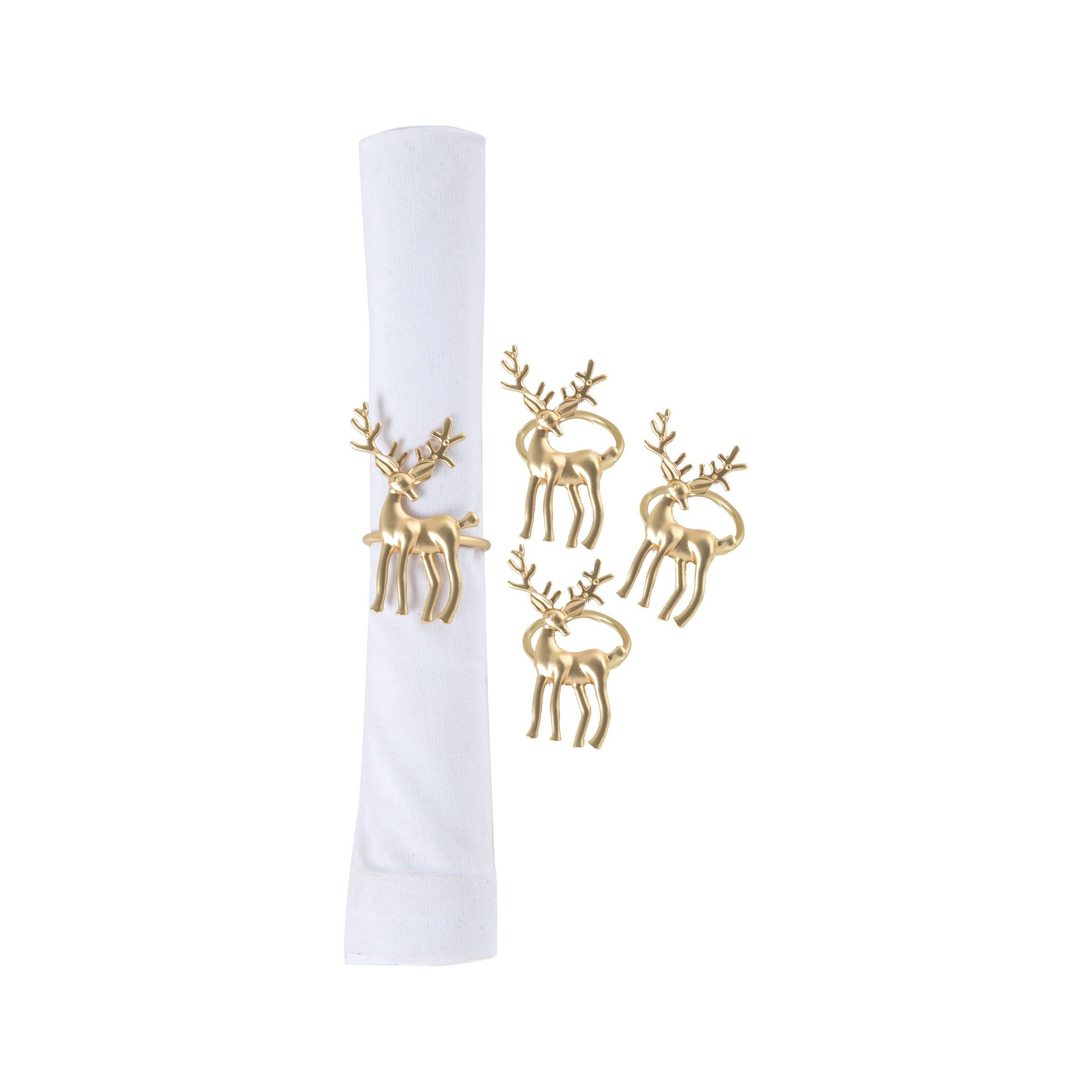 Image of C&ampF Home Gold Deer 4-Piece Napkin Ring Set