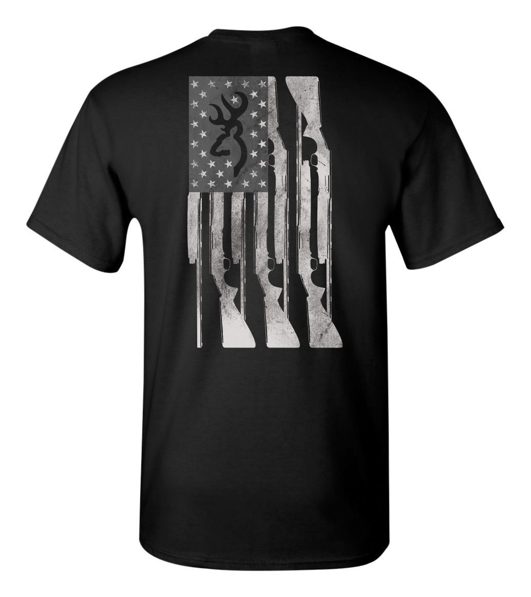 Browning Buckmark and Rifle Flag Short-Sleeve T-Shirt for Men - Black - S - Browning