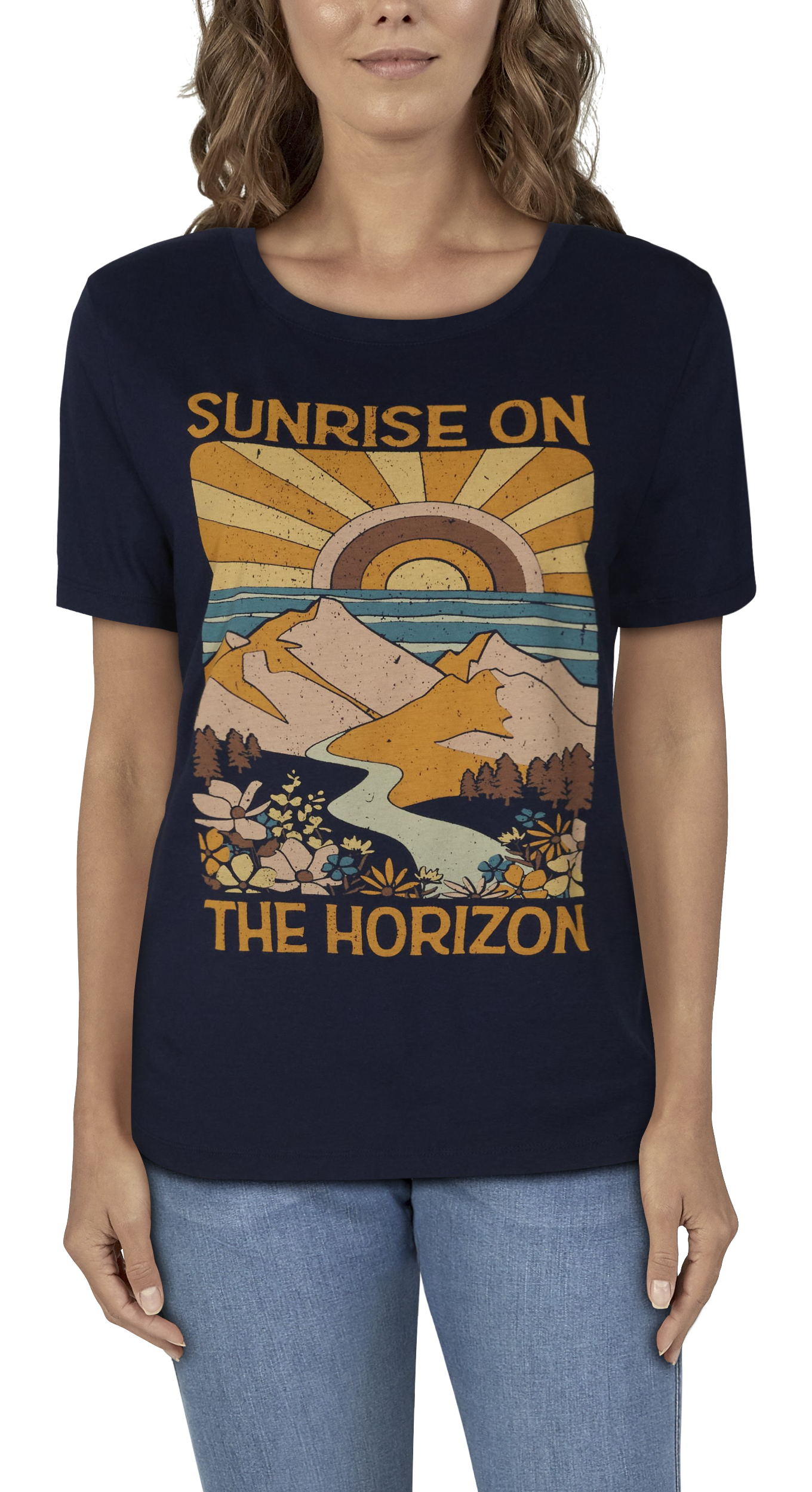 Natural Reflections Sunrise On The Horizon Short-Sleeve T-Shirt for Ladies  - 3466572 - Fishing Your favorite time of day is coming, and the graph sku 3466572