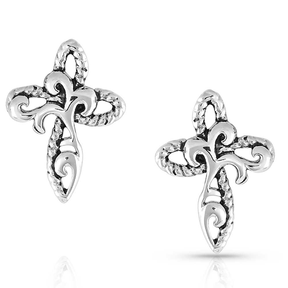 Montana Silversmiths Extended Faith Cross Hook Earrings