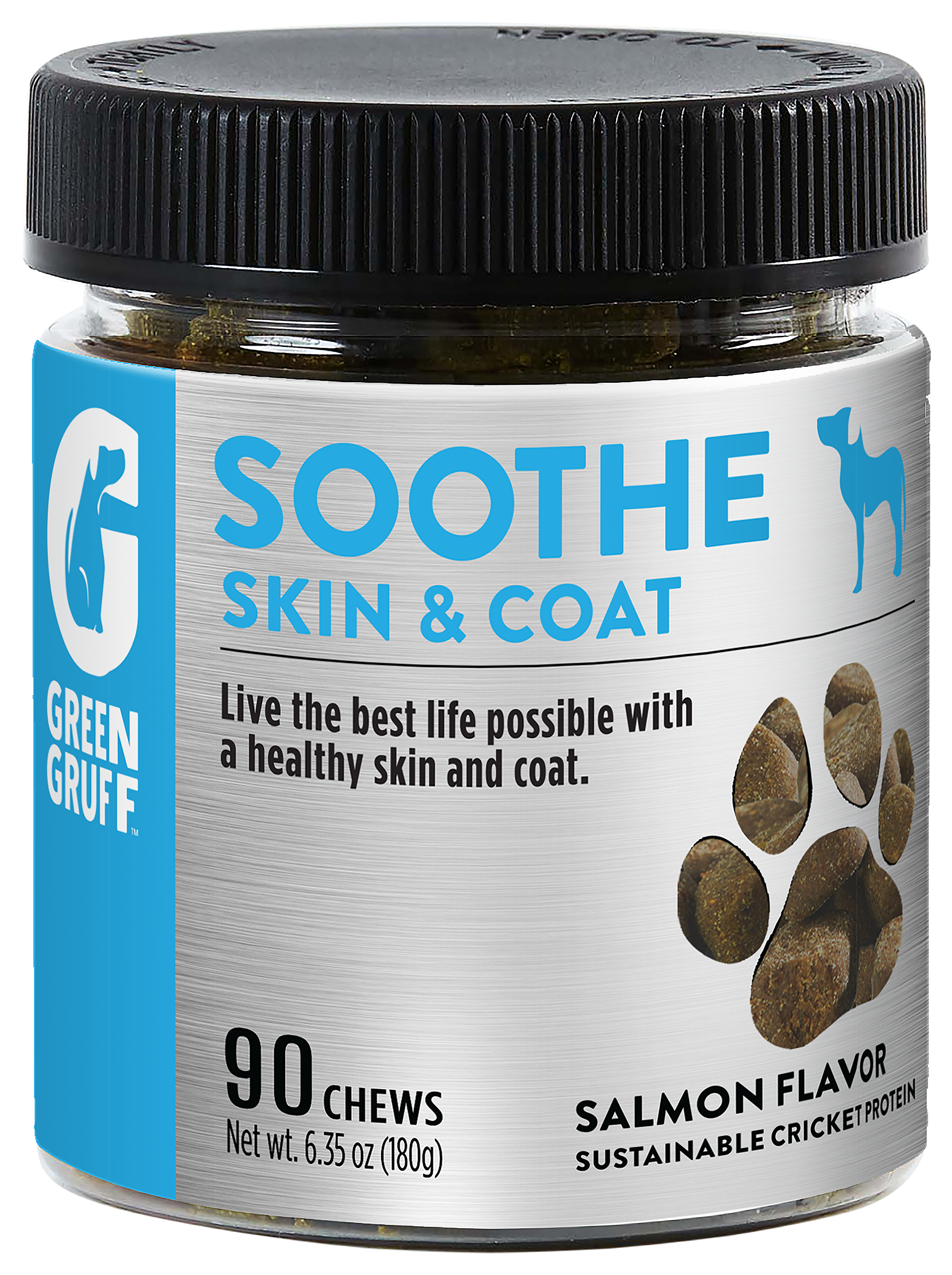 Green Gruff SOOTHE Skin &Coat Soft Chews for Dogs - 90 Count - Green Gruff