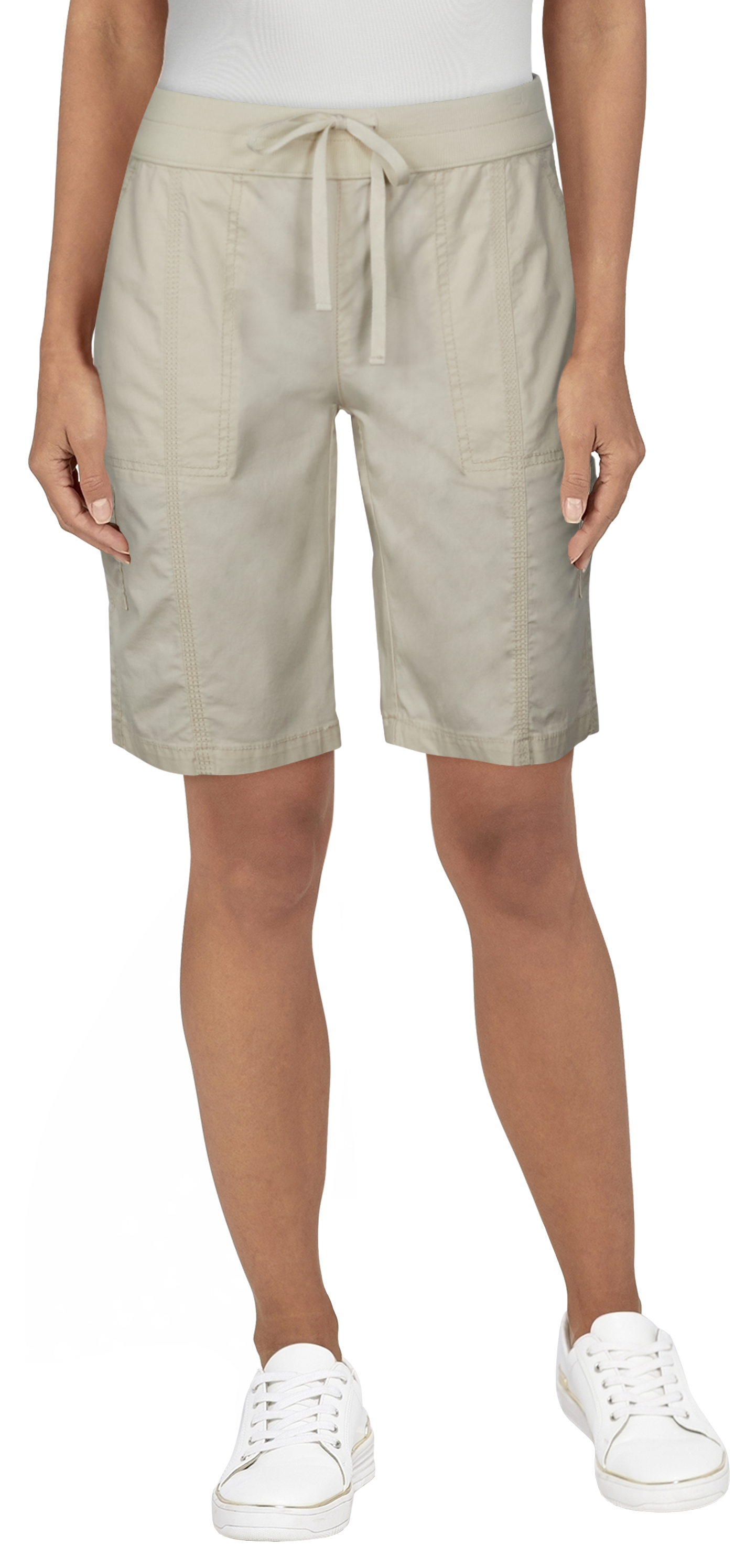 Natural Reflections Knit Waist Cargo Shorts for Ladies - Oatmeal
