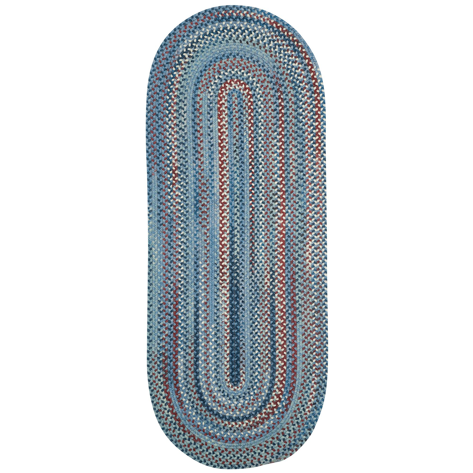 Image of Capel Kill Devil Hill Wool-Blend Oval Area Rug - Blue - 27' x 9'