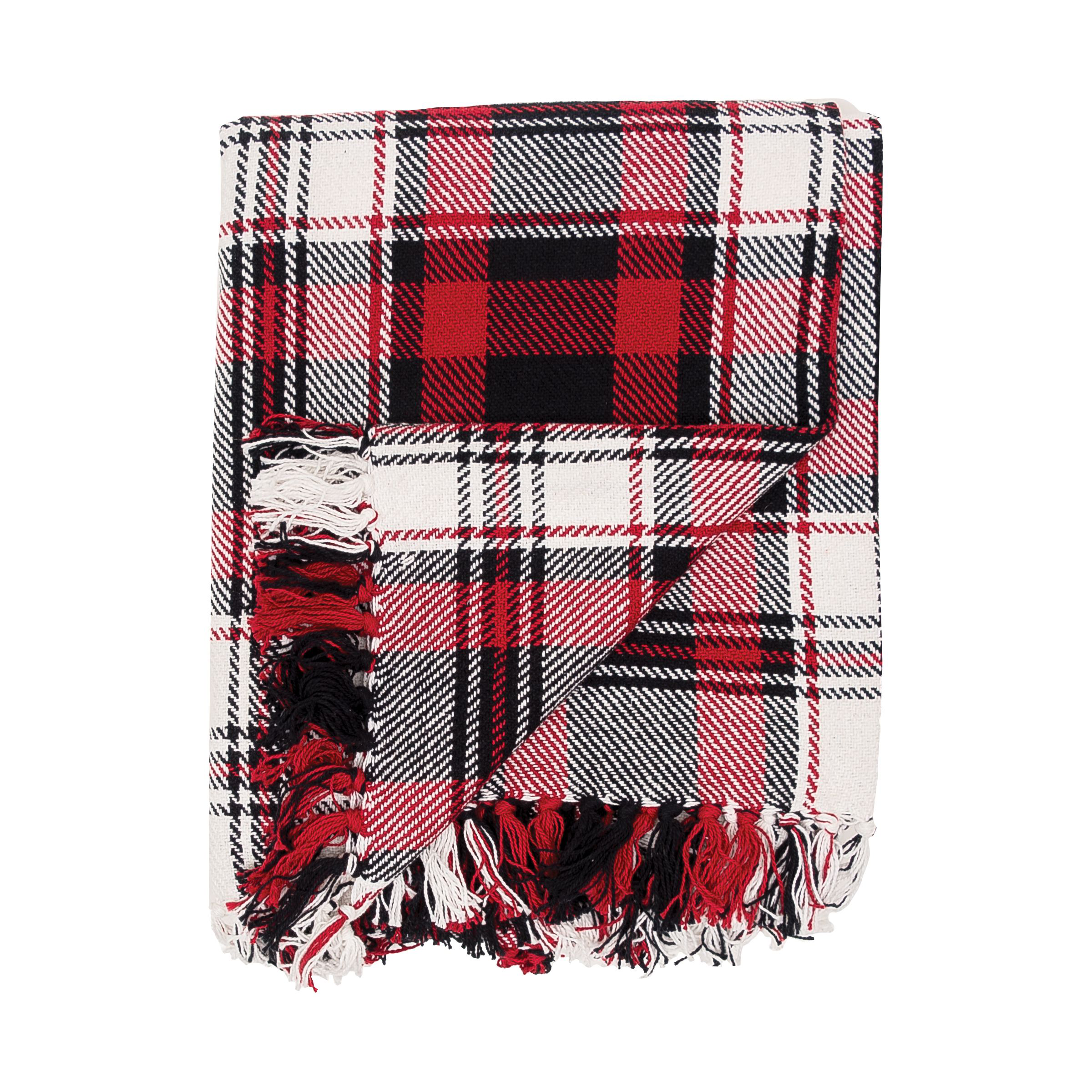 Image of C&ampF Home Fireside Plaid Woven Fringe Throw Blanket