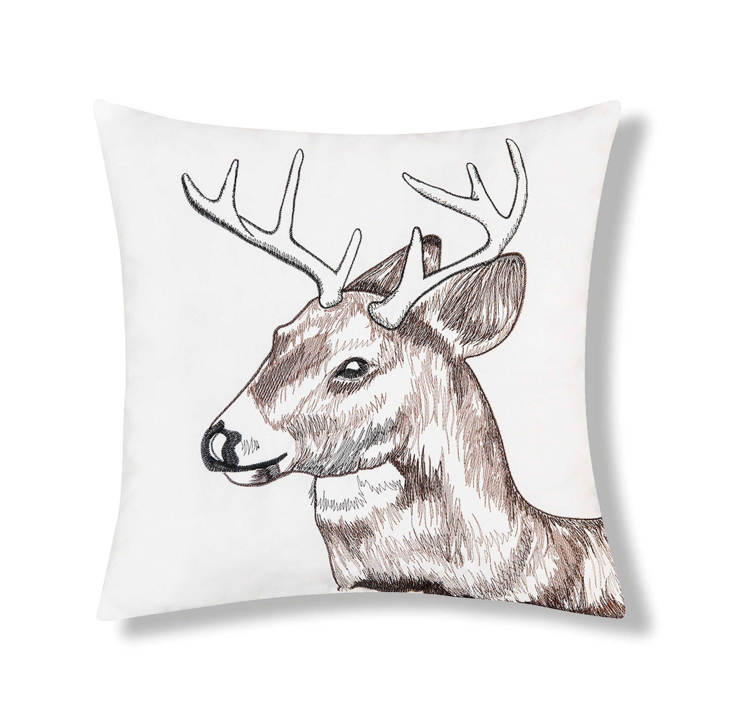 Image of C&ampF Home Deer Portrait Indoor/Outdoor Embroidered Throw Pillow