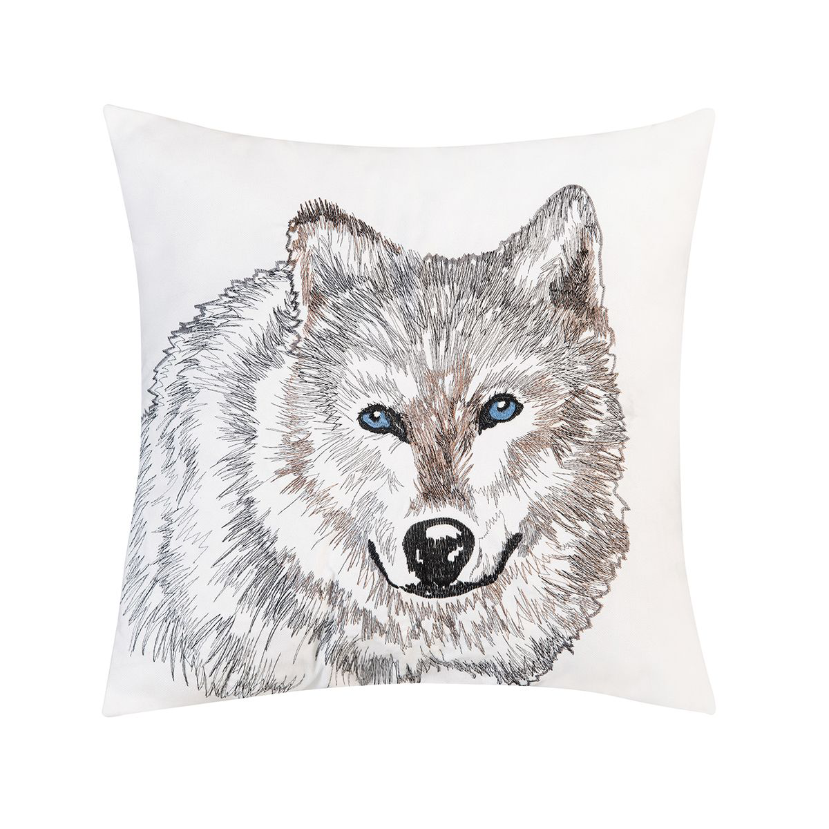 Image of C&ampF Home Wolf Portrait Indoor/Outdoor Embroidered Throw Pillow