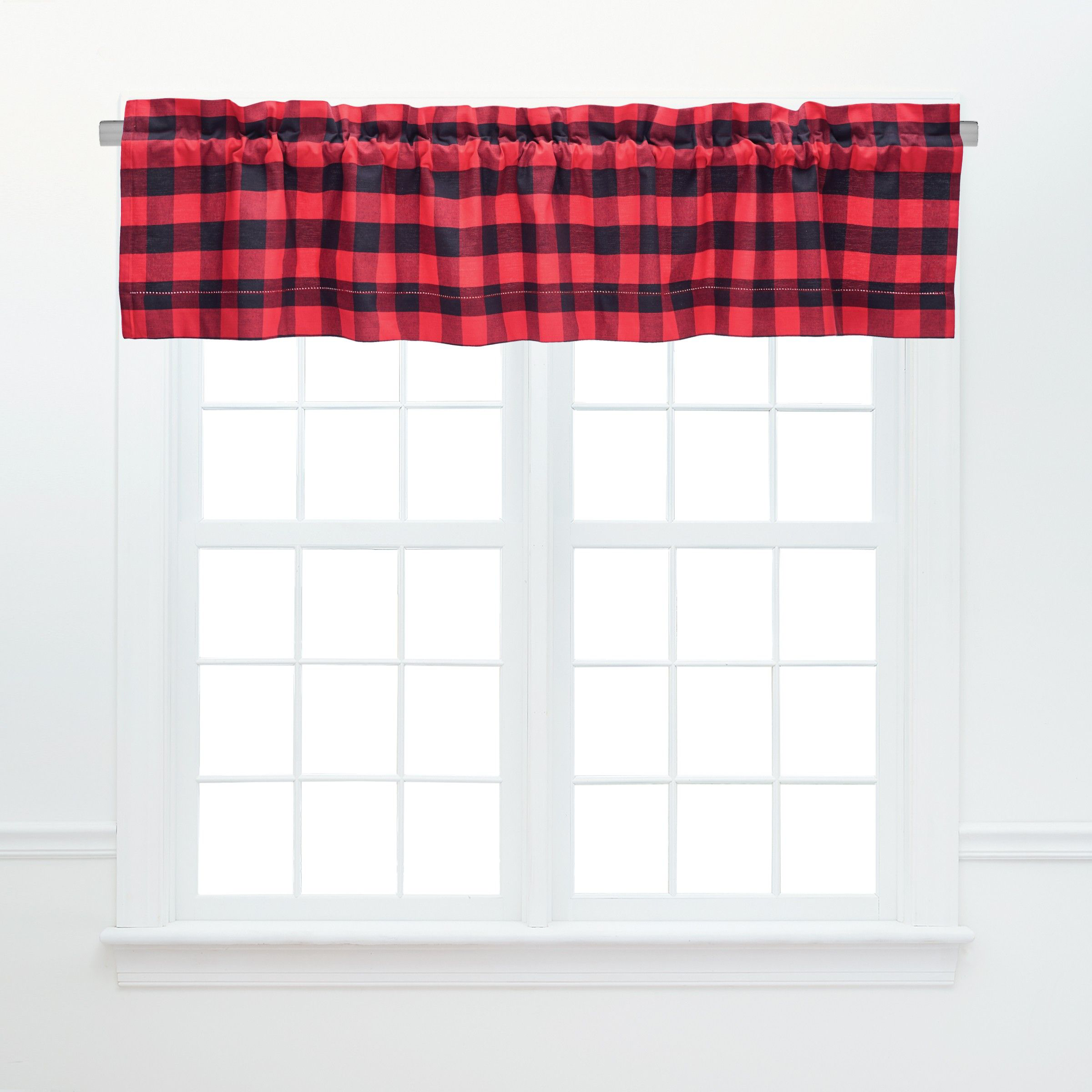 Image of C&ampF Home Franklin 2-Piece Valance Set - Black/Red Plaid