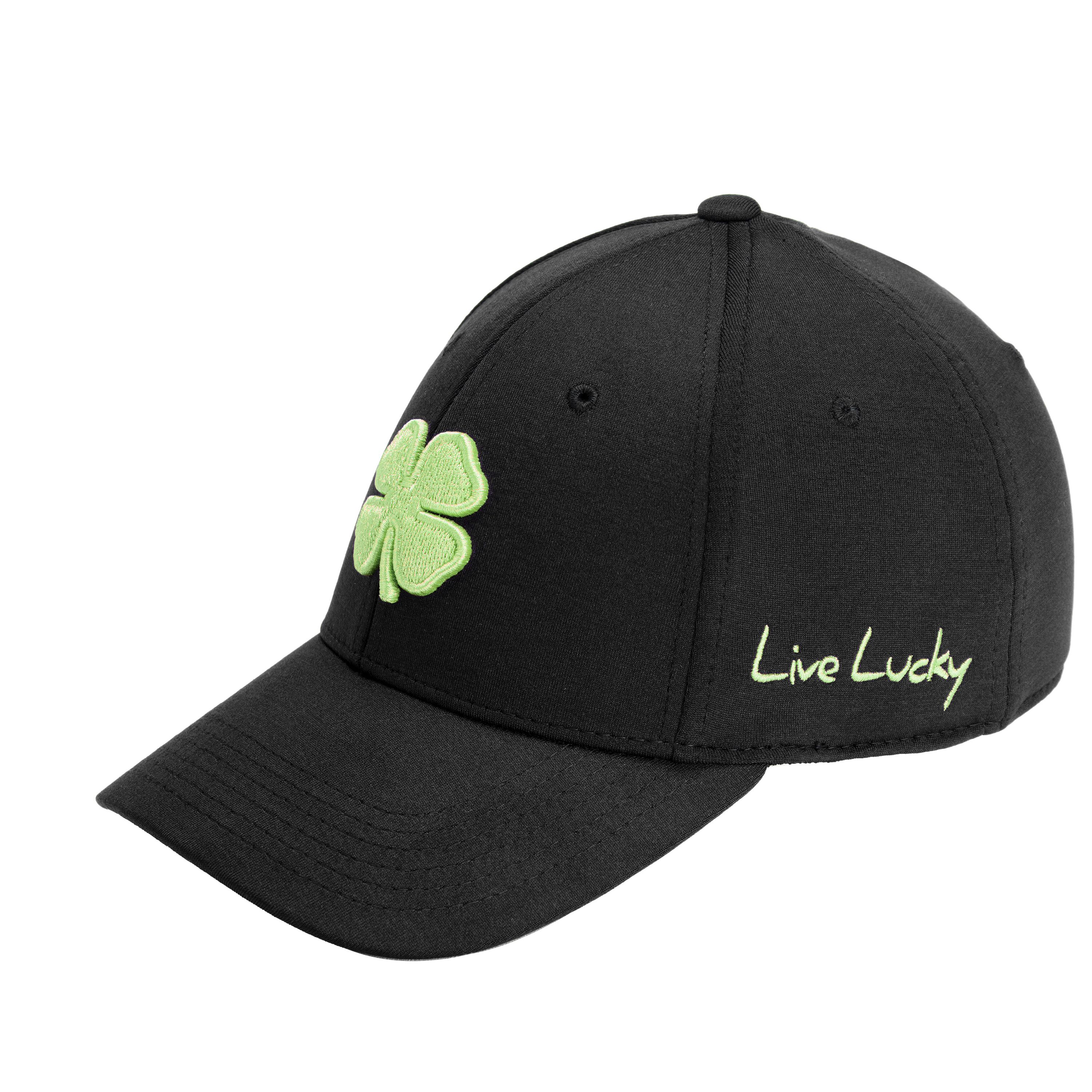 Black Clover Lucky Heather Fitted Cap for Men - Black/Spring Green - S/M