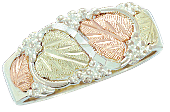 Landstroms Mens Four-Leaf Silver with Black Hills Gold Trim Ring - 12